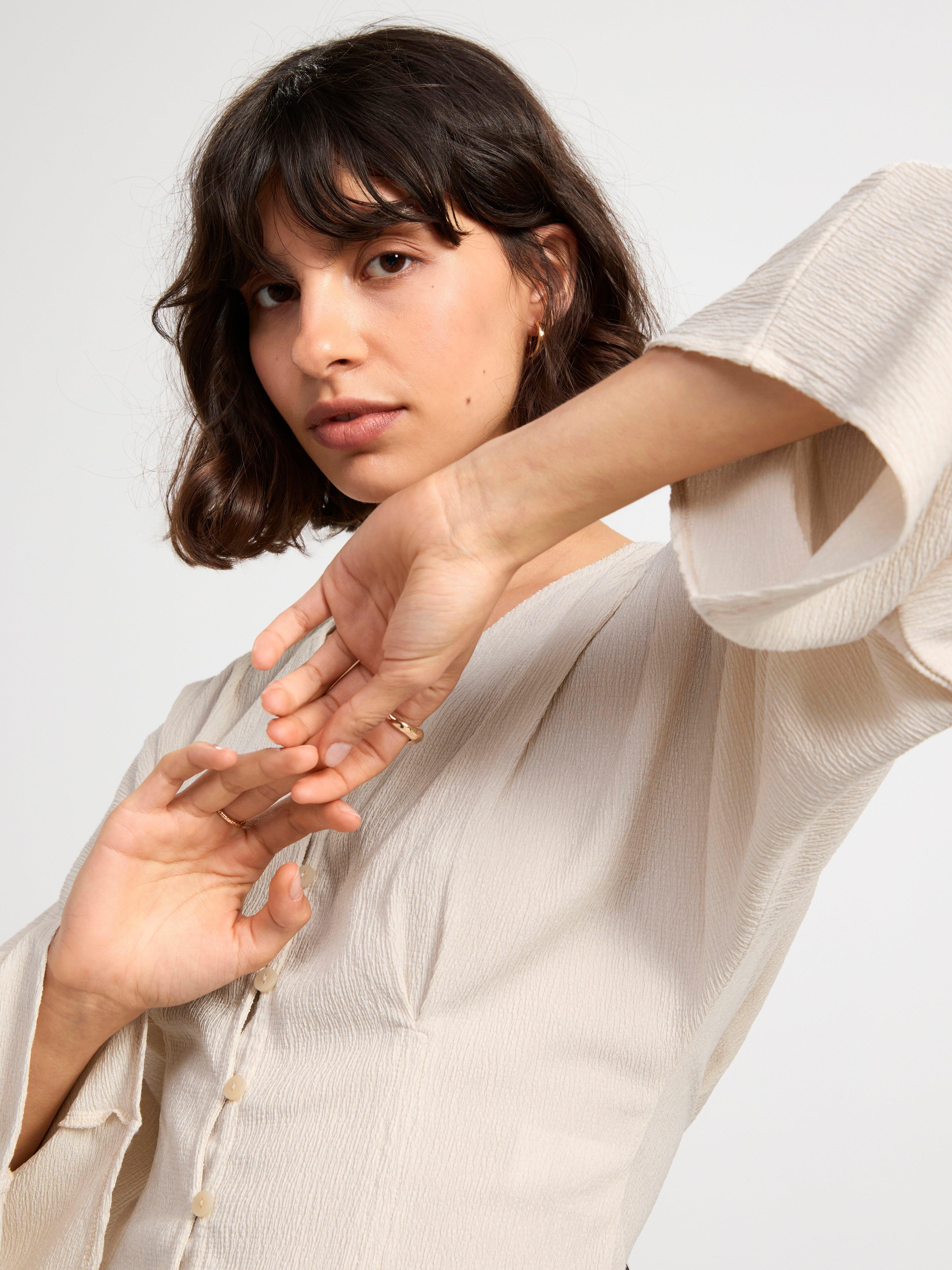 Textured jersey blouse Light Beige