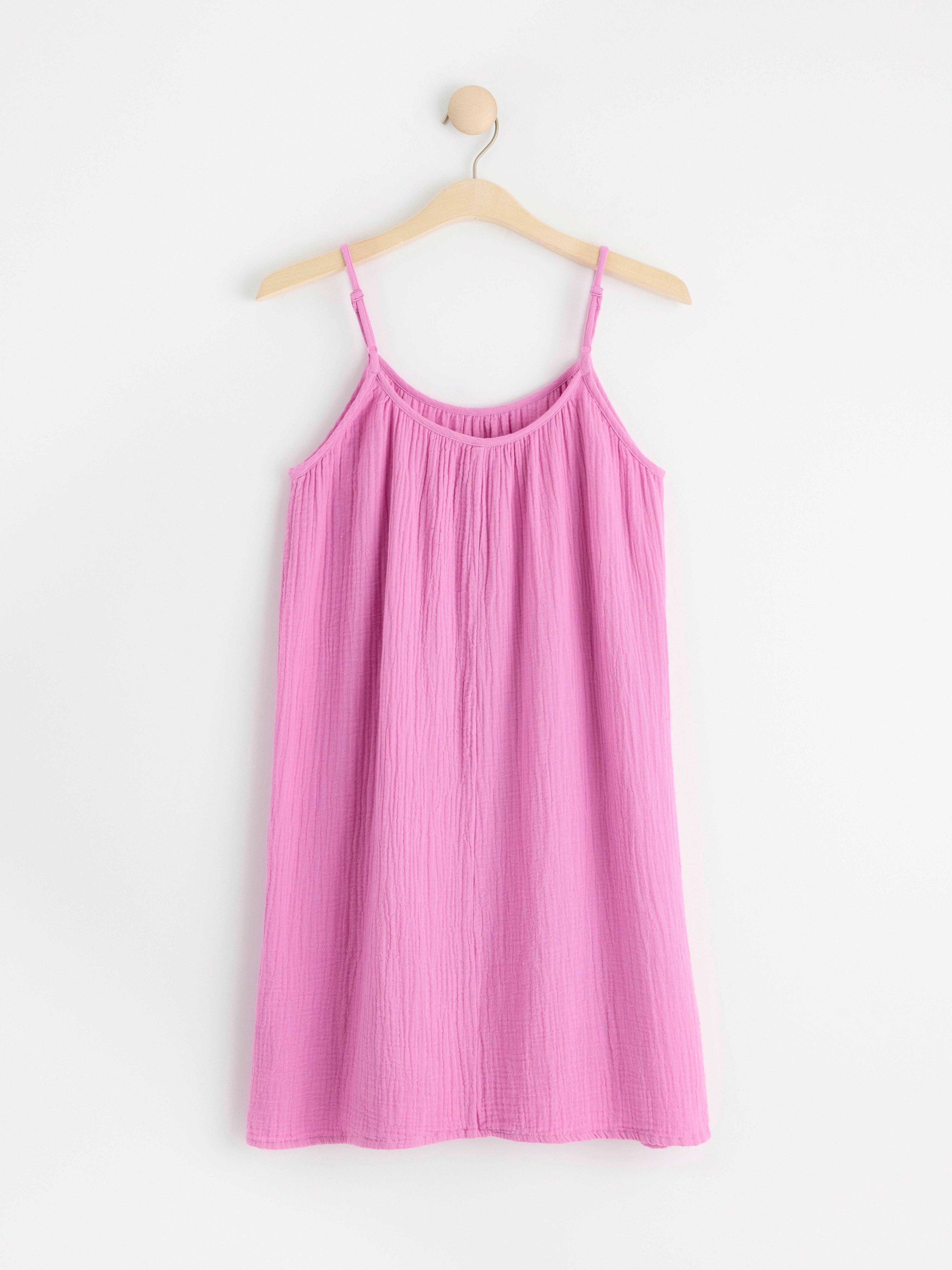 Crinkled cotton night slip Pink