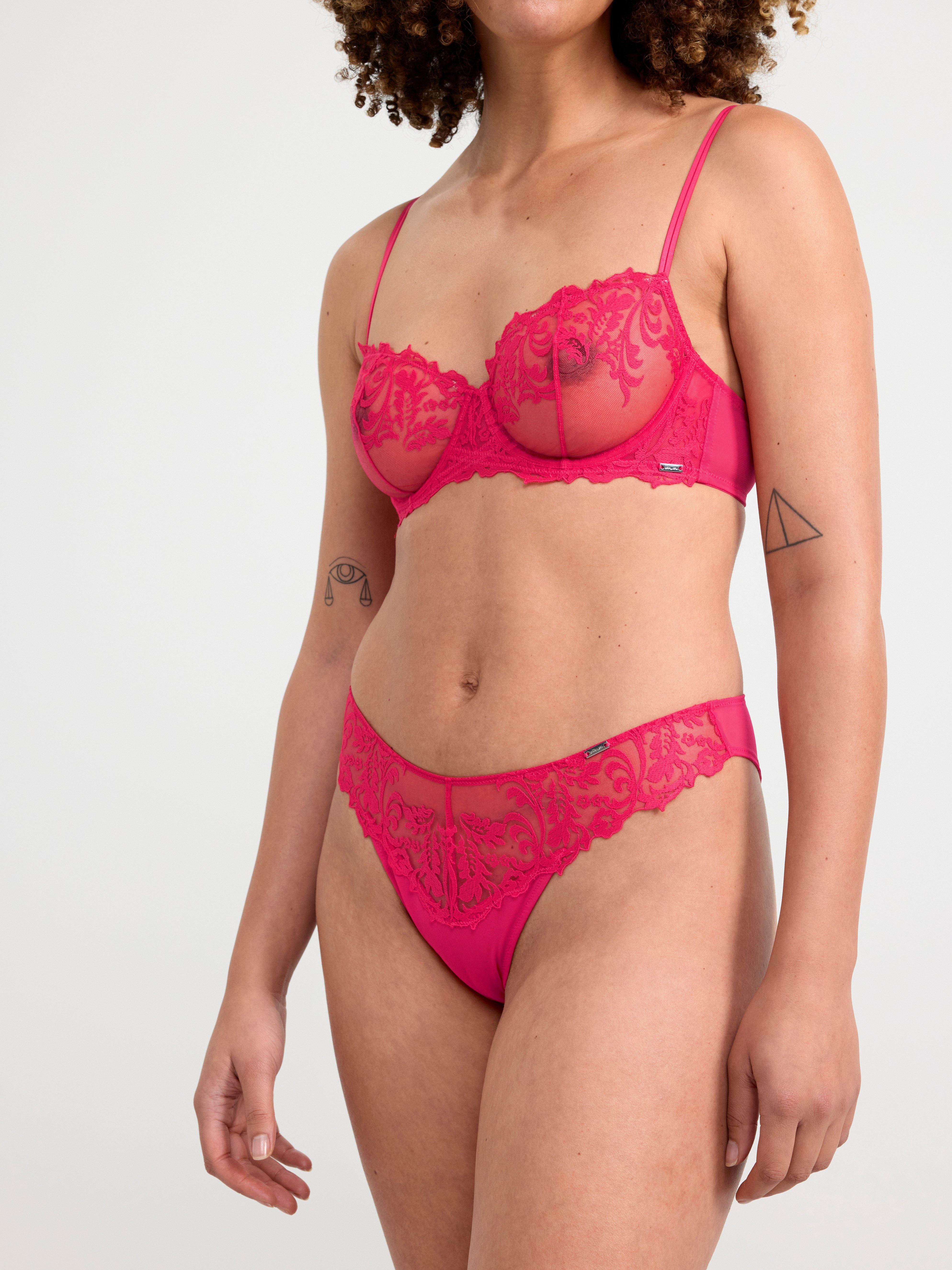 Brazilian briefs regular waist with lace Red
