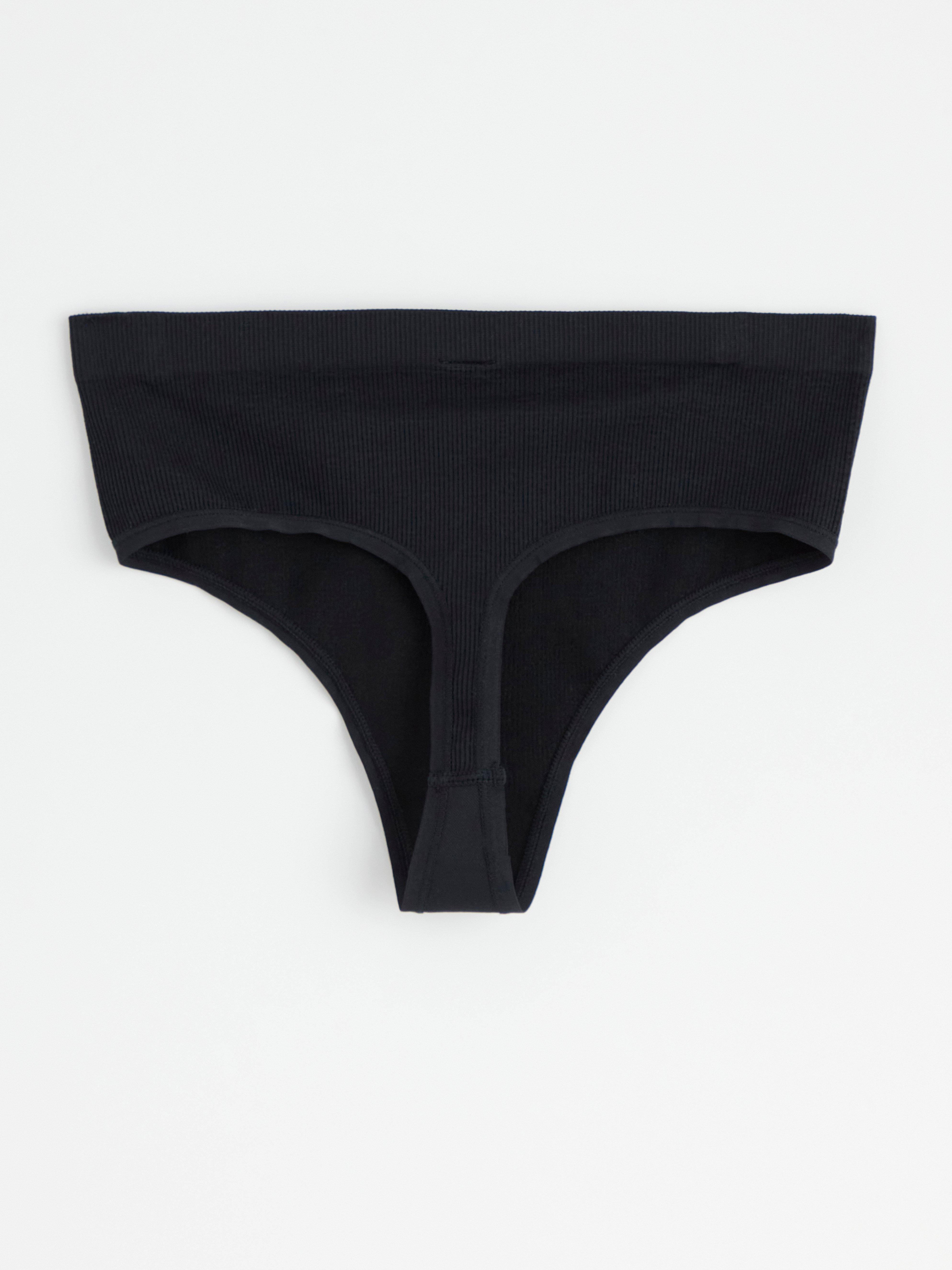 Thong high ribbed Black