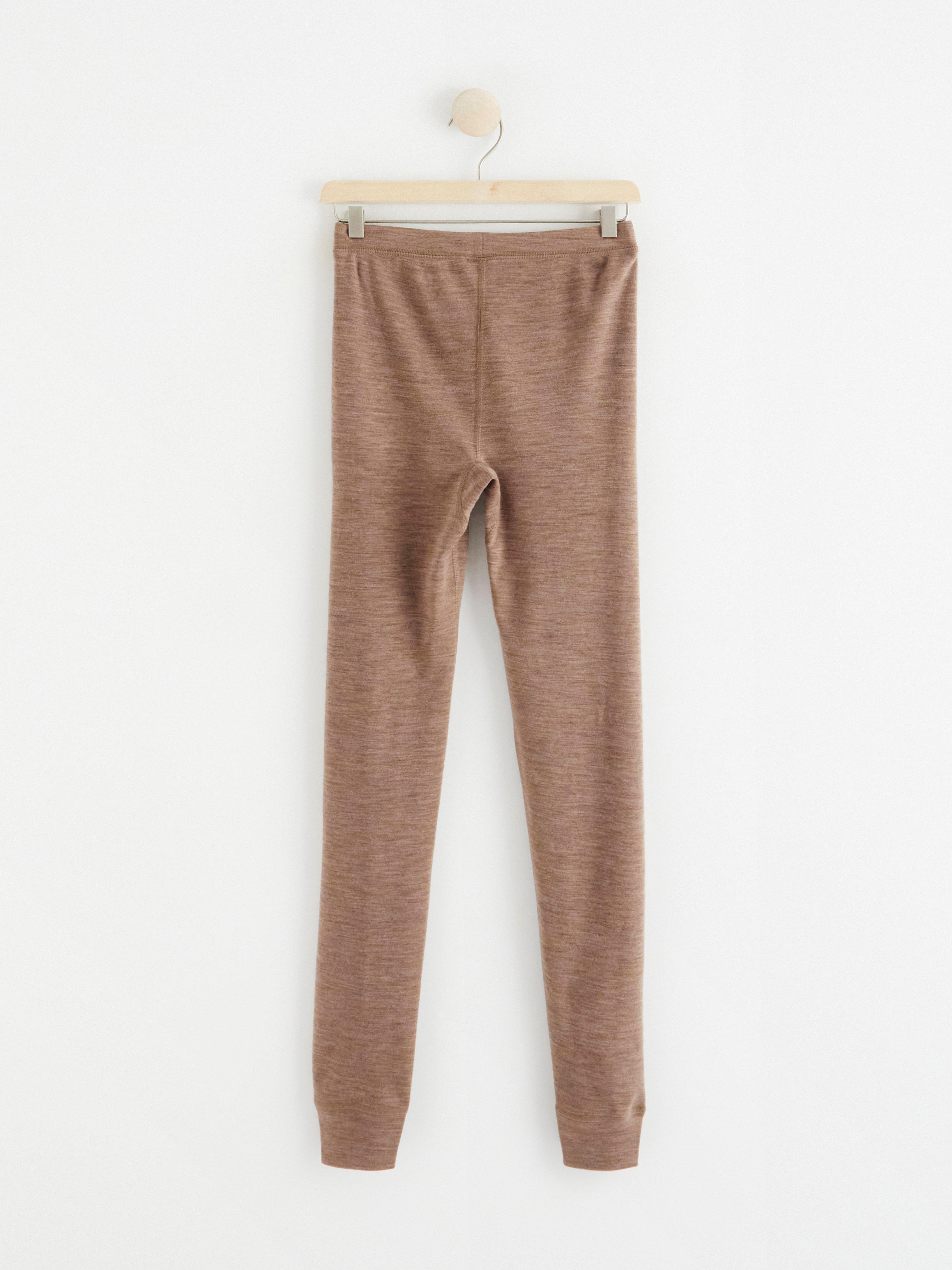 Merino wool long johns Brown Melange