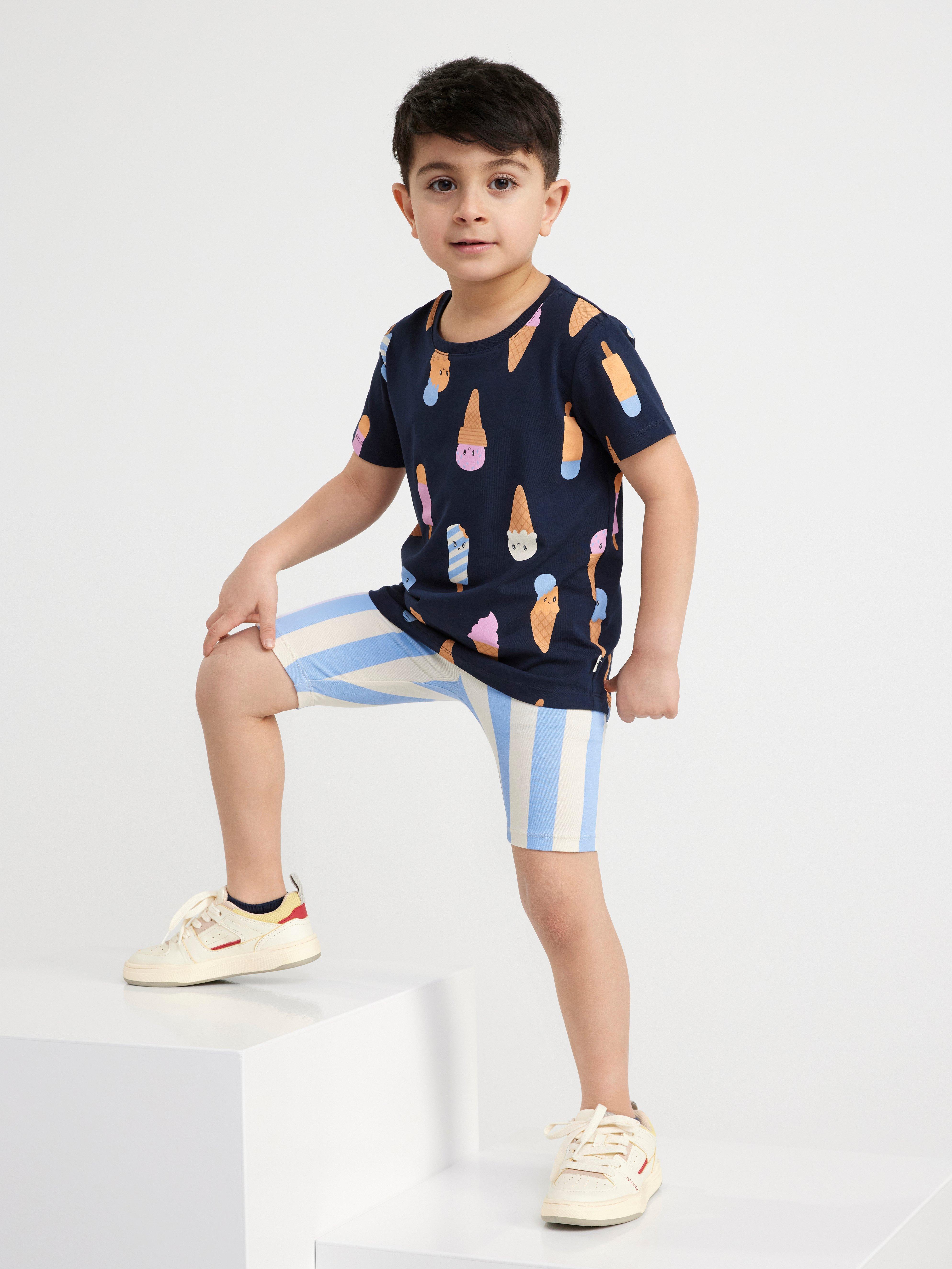 Short sleeve top with ice cream print Dark Navy