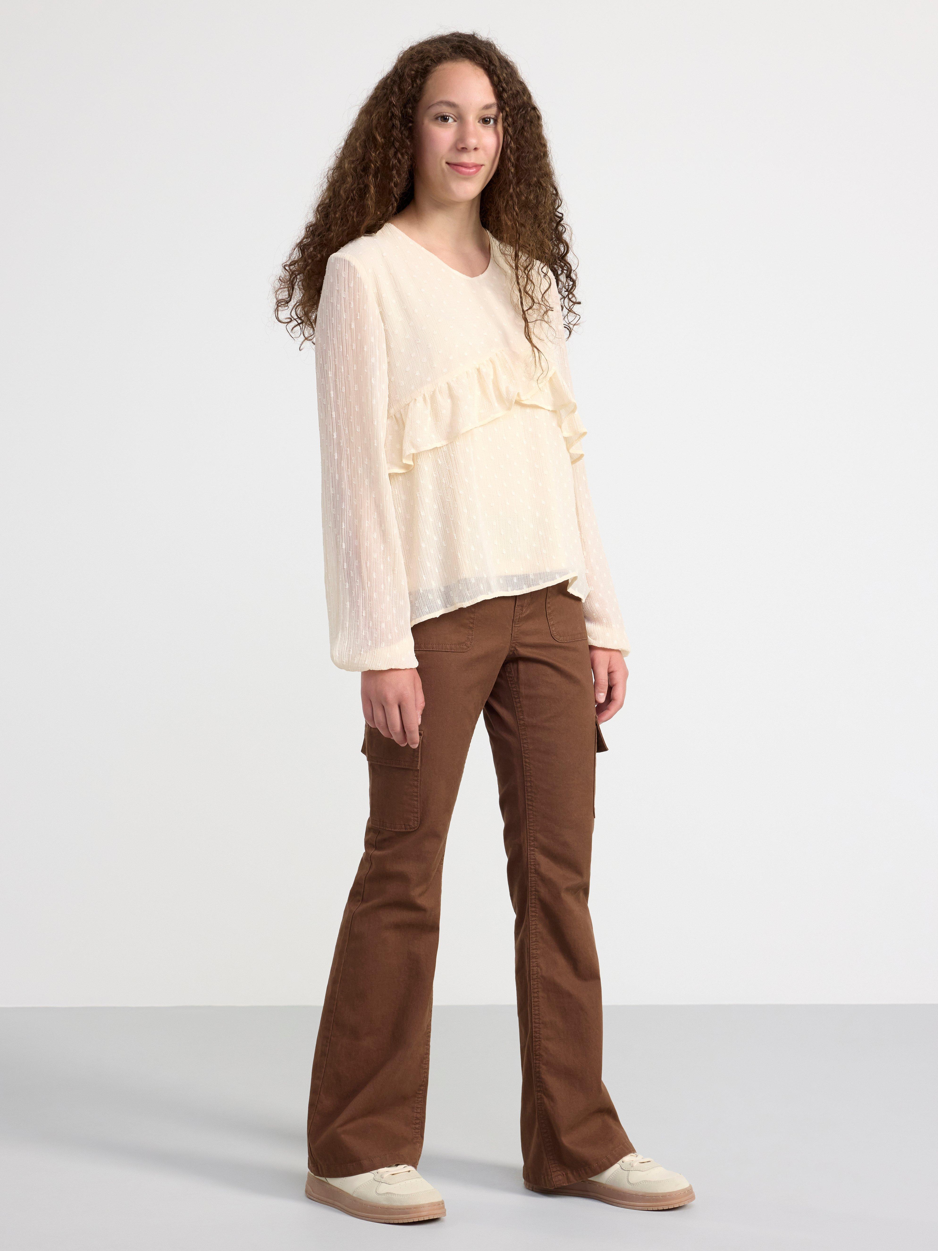 Blouse with flounces Light Beige
