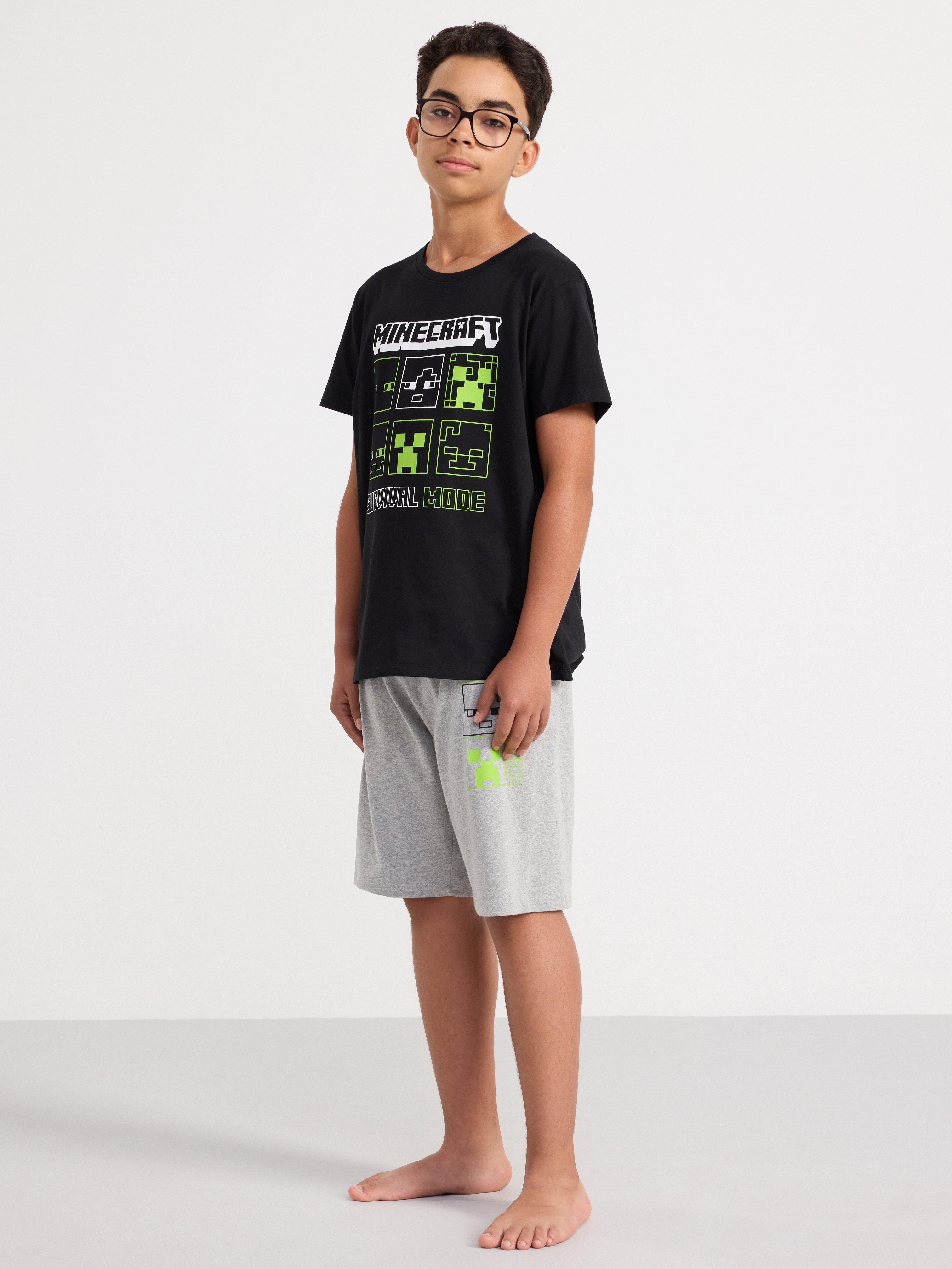 Set with Minecraft print Dark Grey Melange