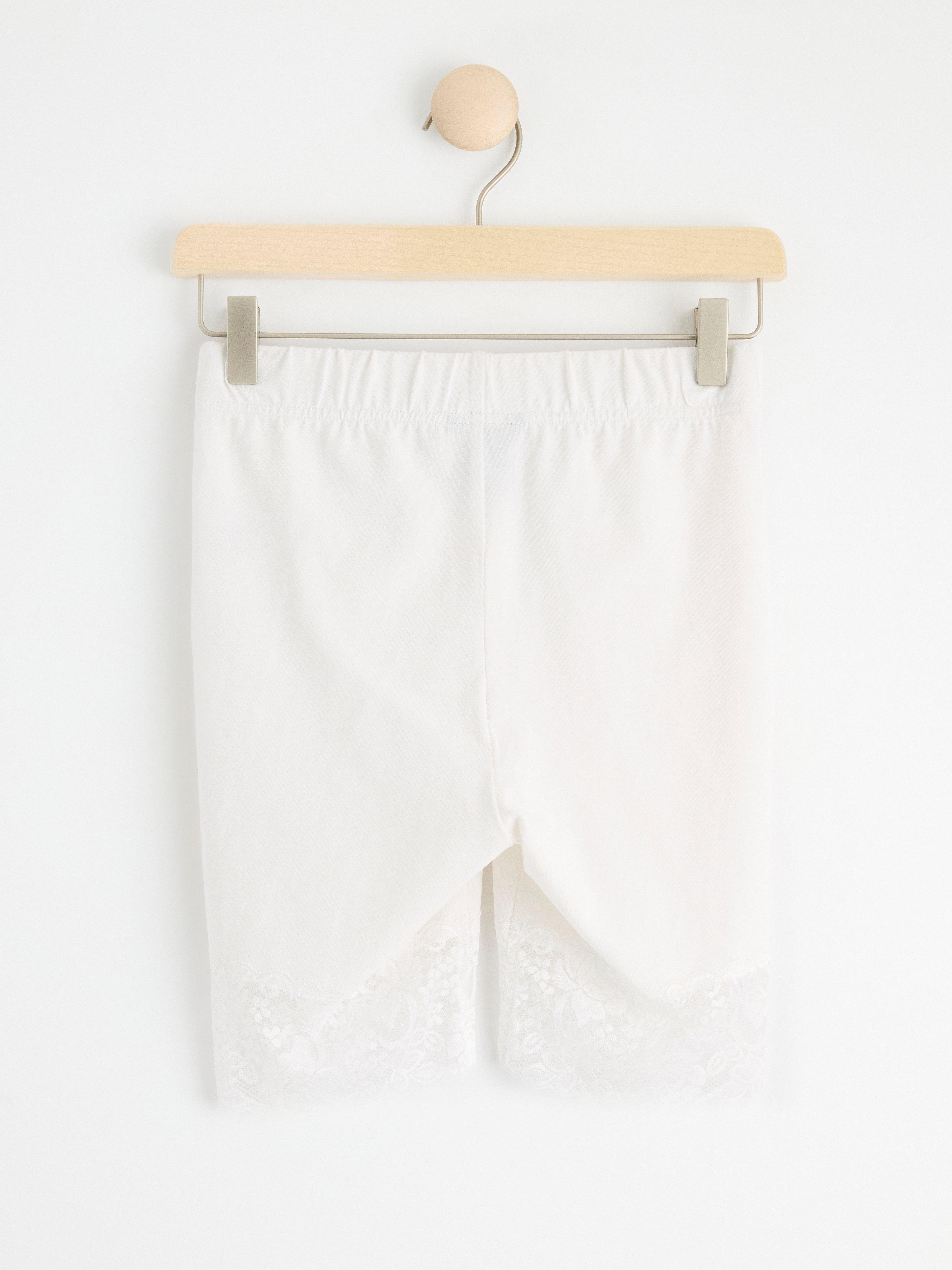 Cycling shorts with lace trim White
