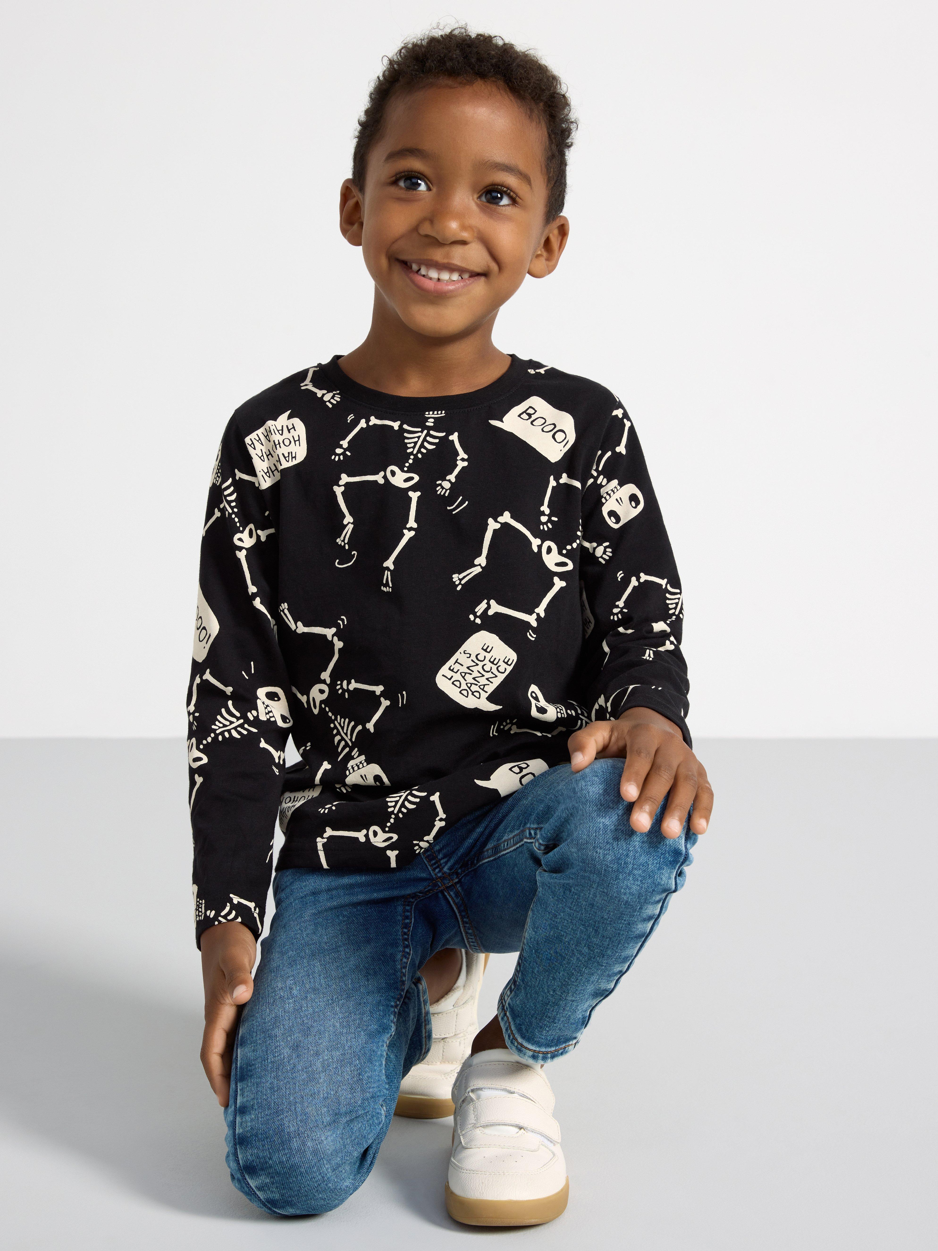 Long sleeve top with skeletons Black