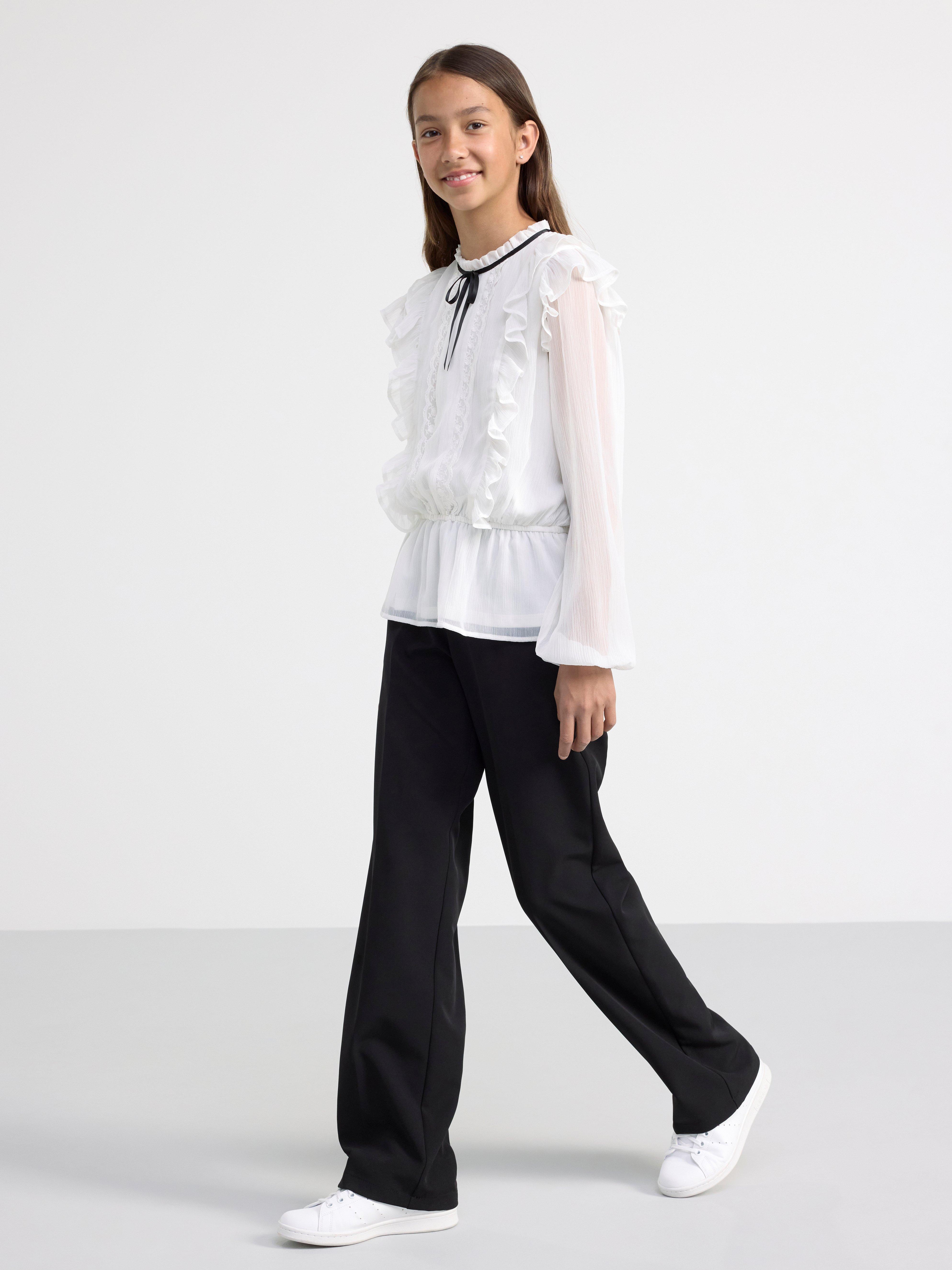 Blouse in chiffon with bow Light Dusty White