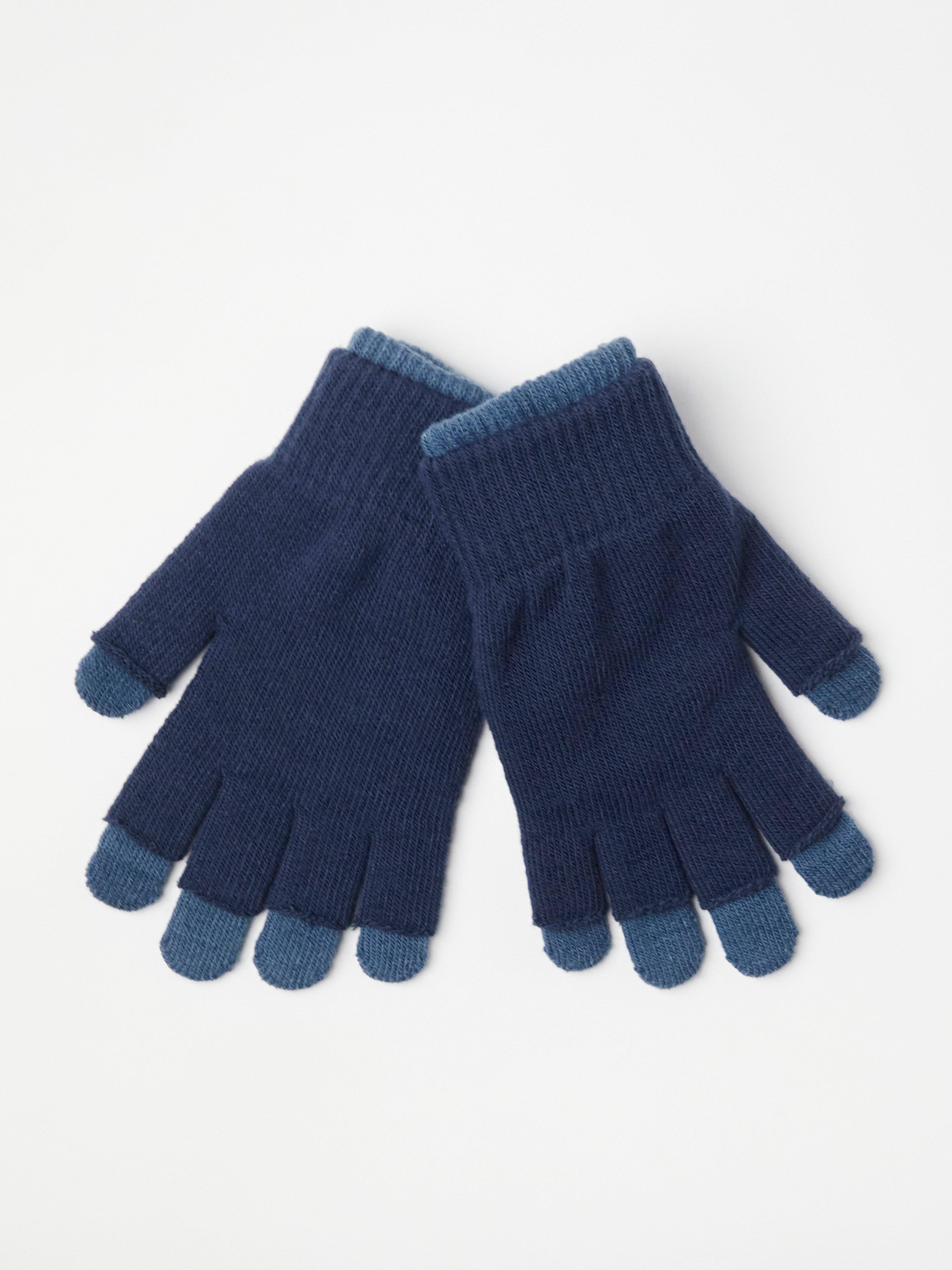Double fine-knit gloves with touch function Dark Dusty Blue