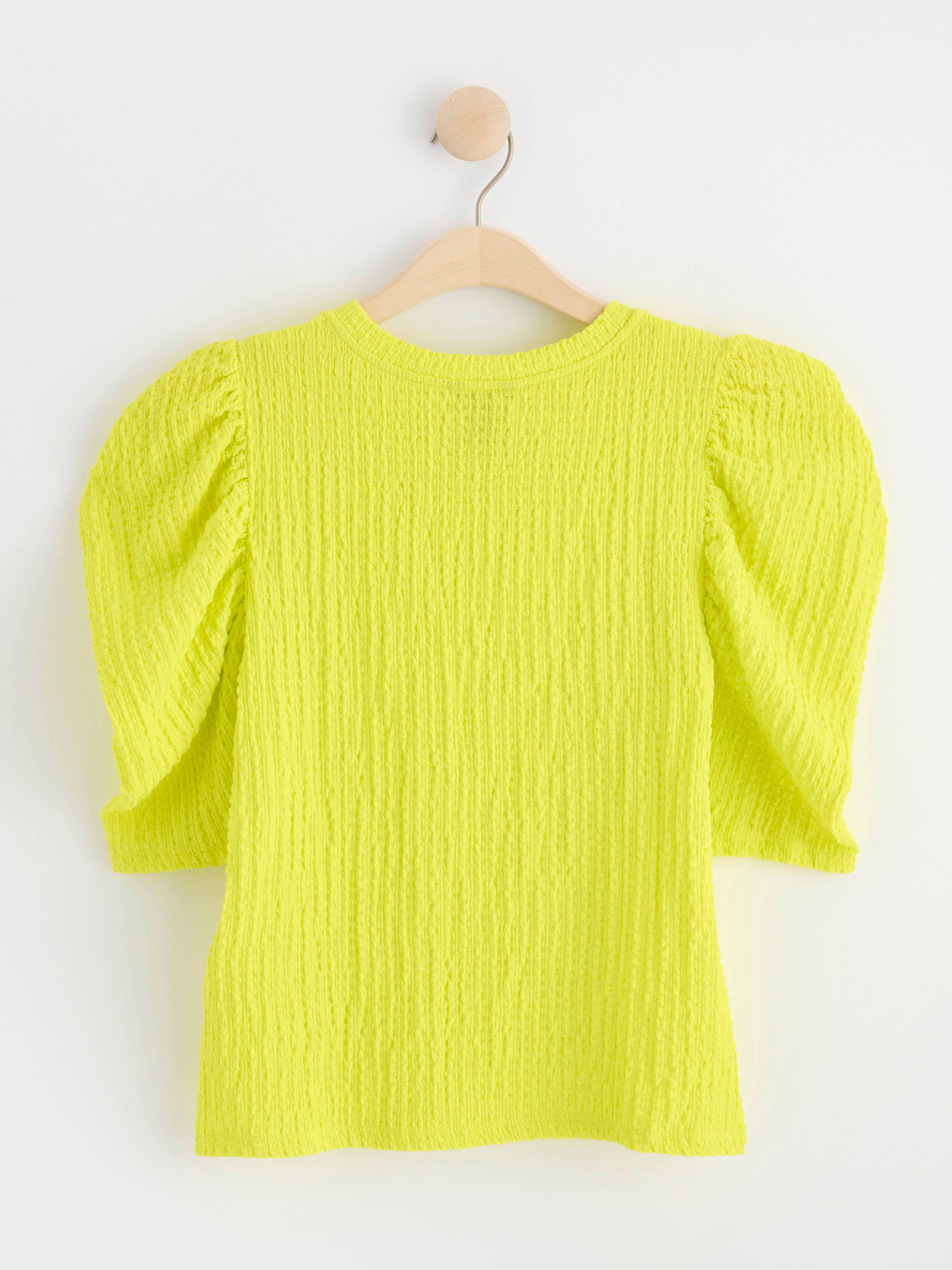 Textured puff sleeve top Light Lime