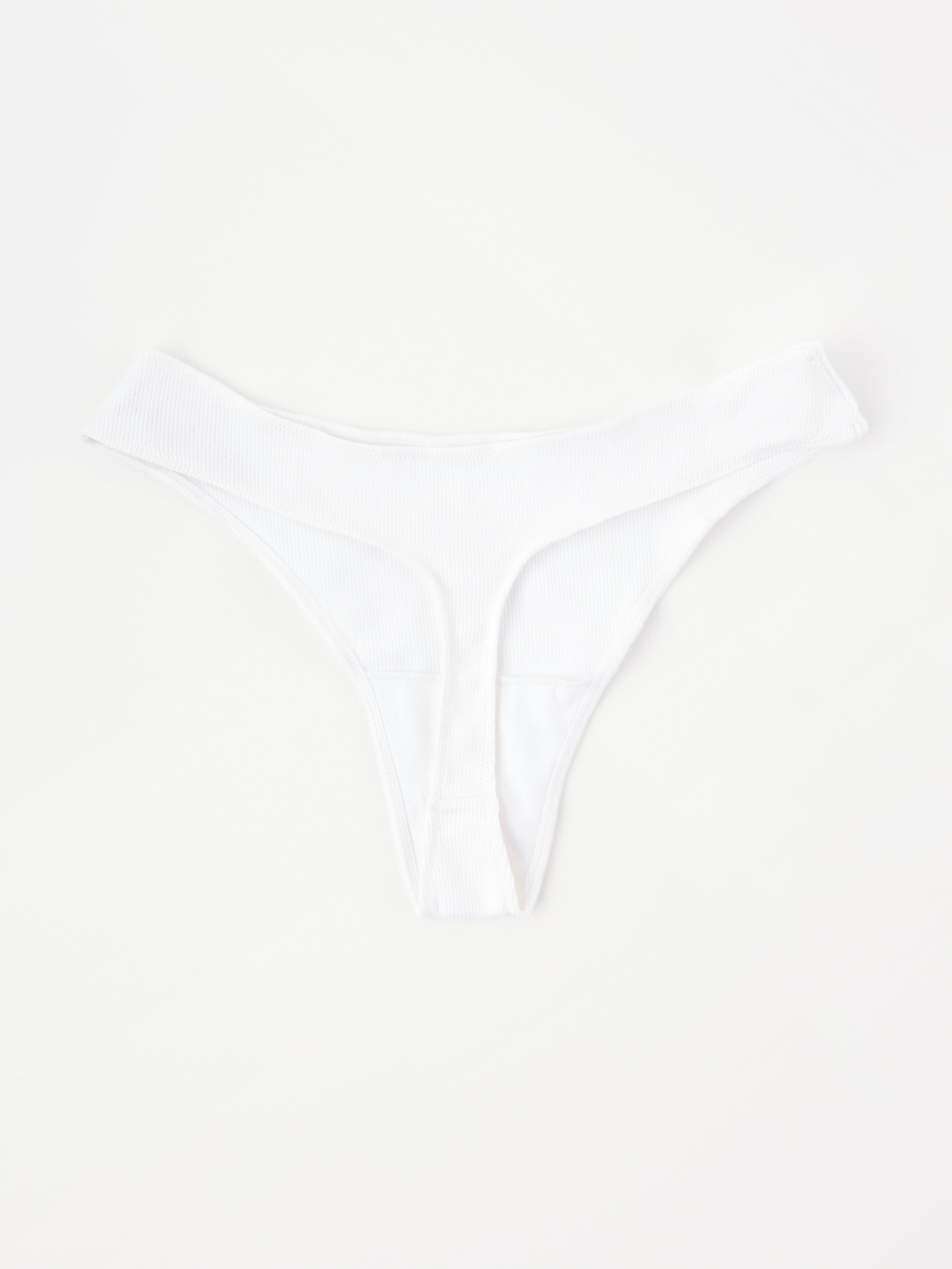 Ribbed thong low White