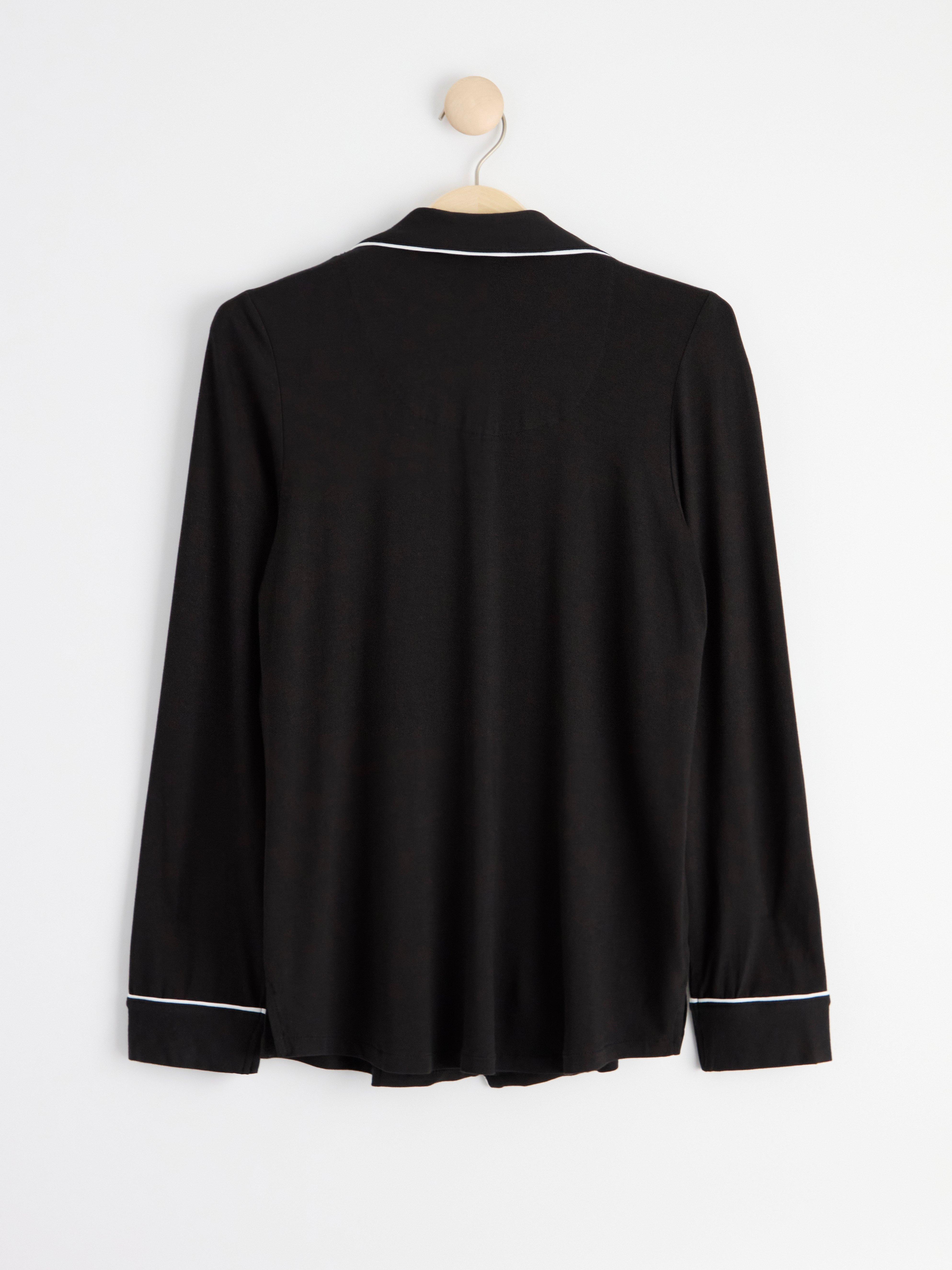 Pyjama shirt in soft jersey Black