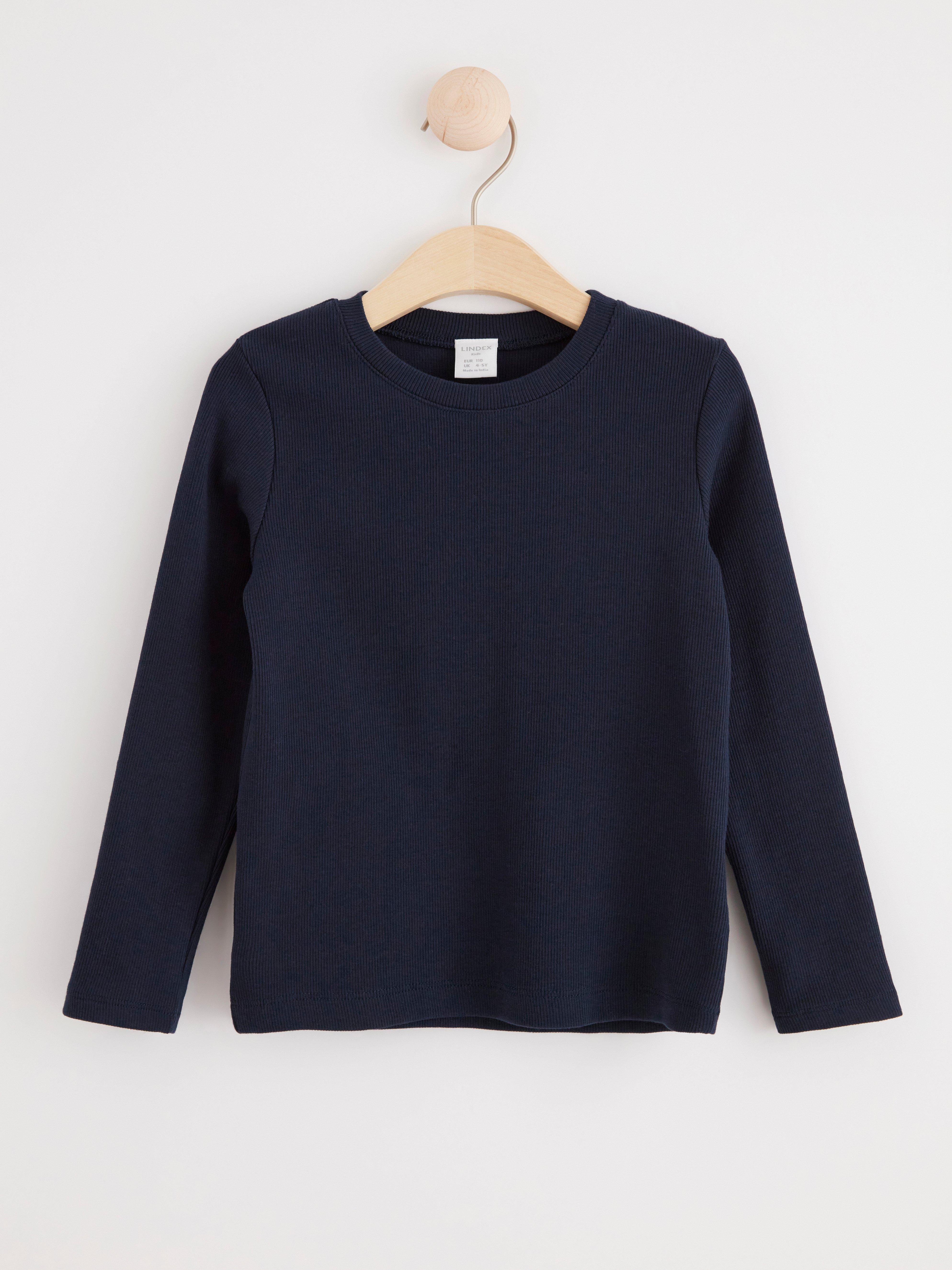 Ribbed long sleeve top Dark Navy