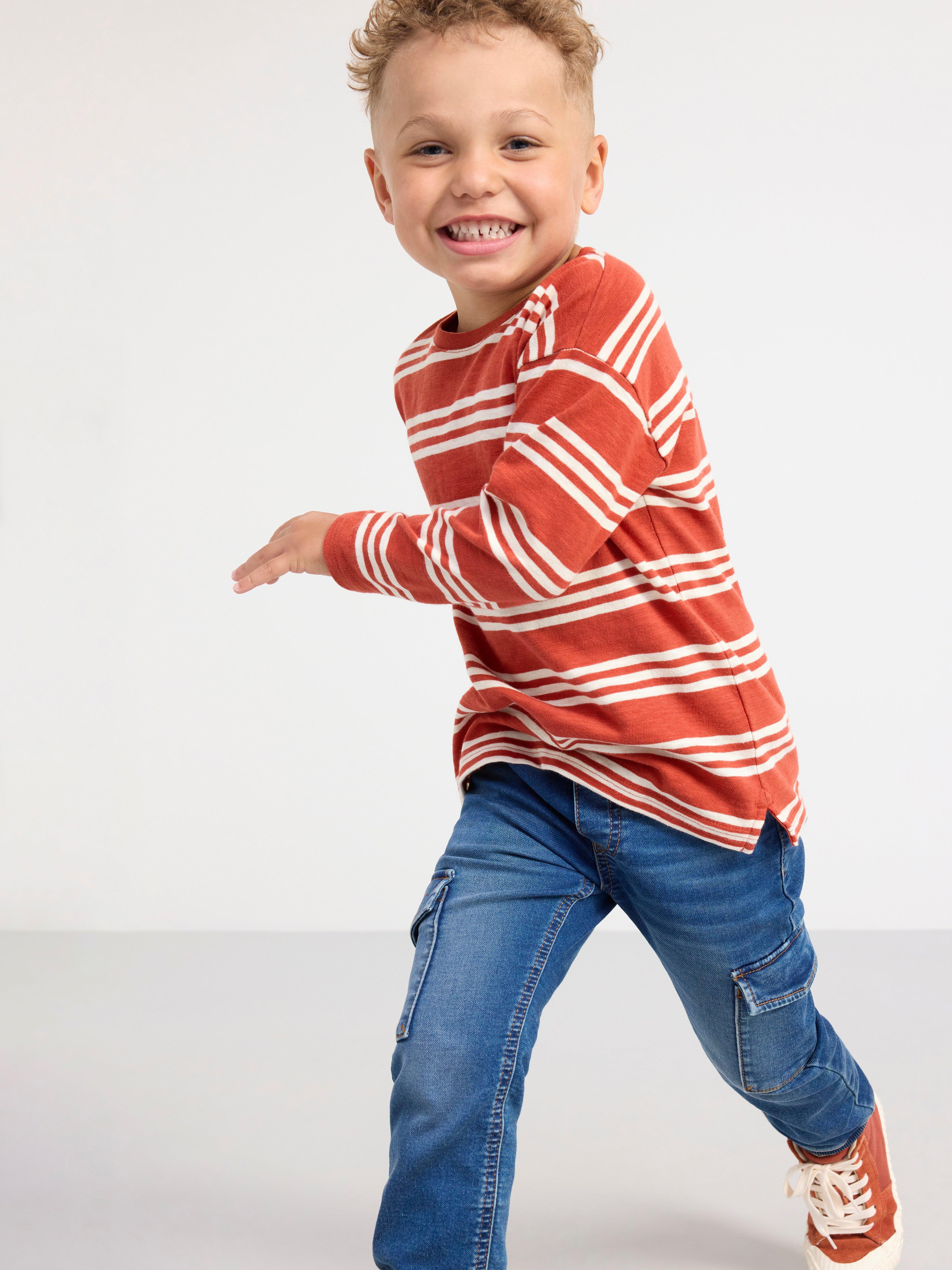 Long sleeve top with stripes Dark Dusty Red