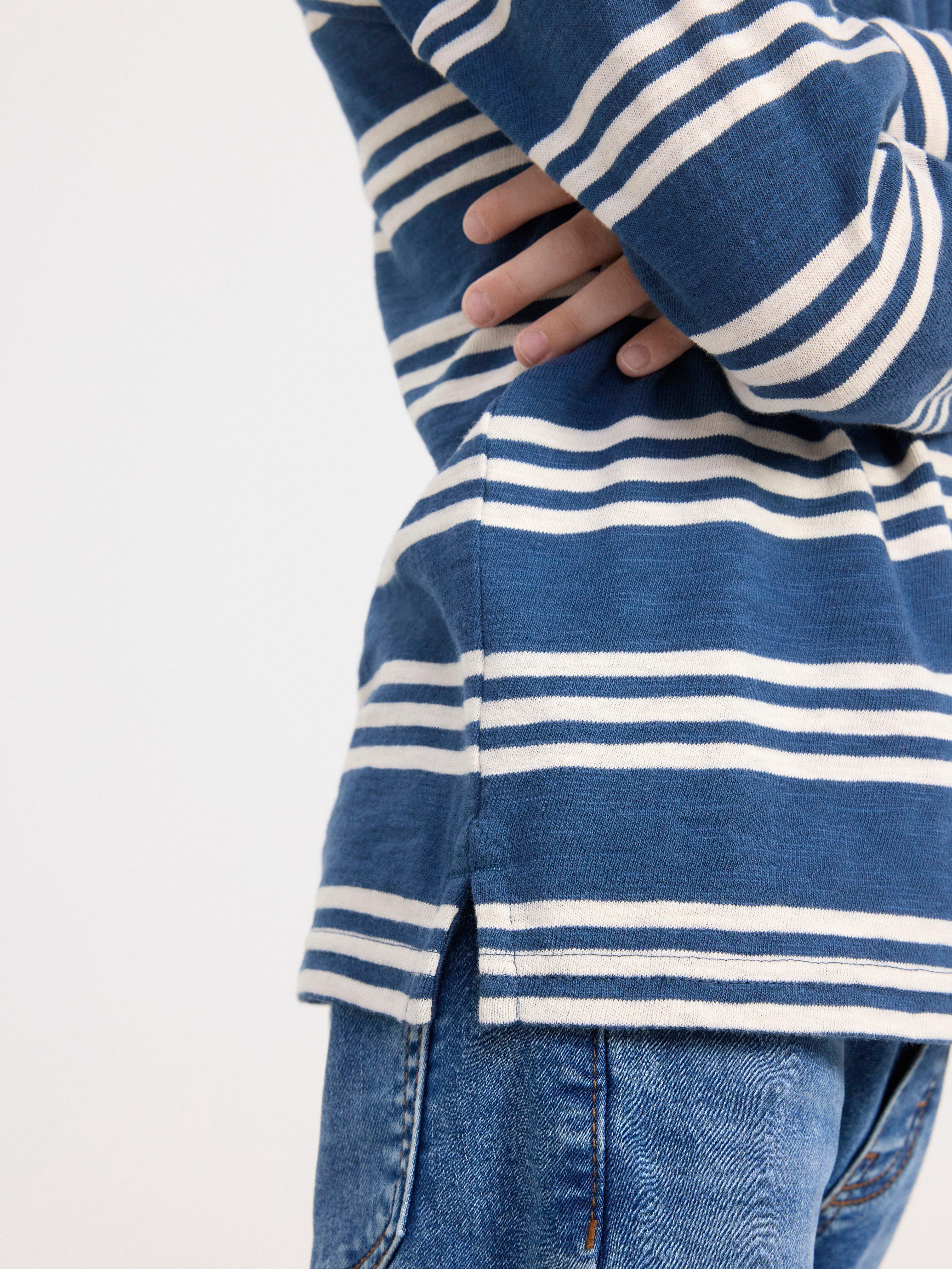 Long sleeve top with stripes Dark Dusty Blue