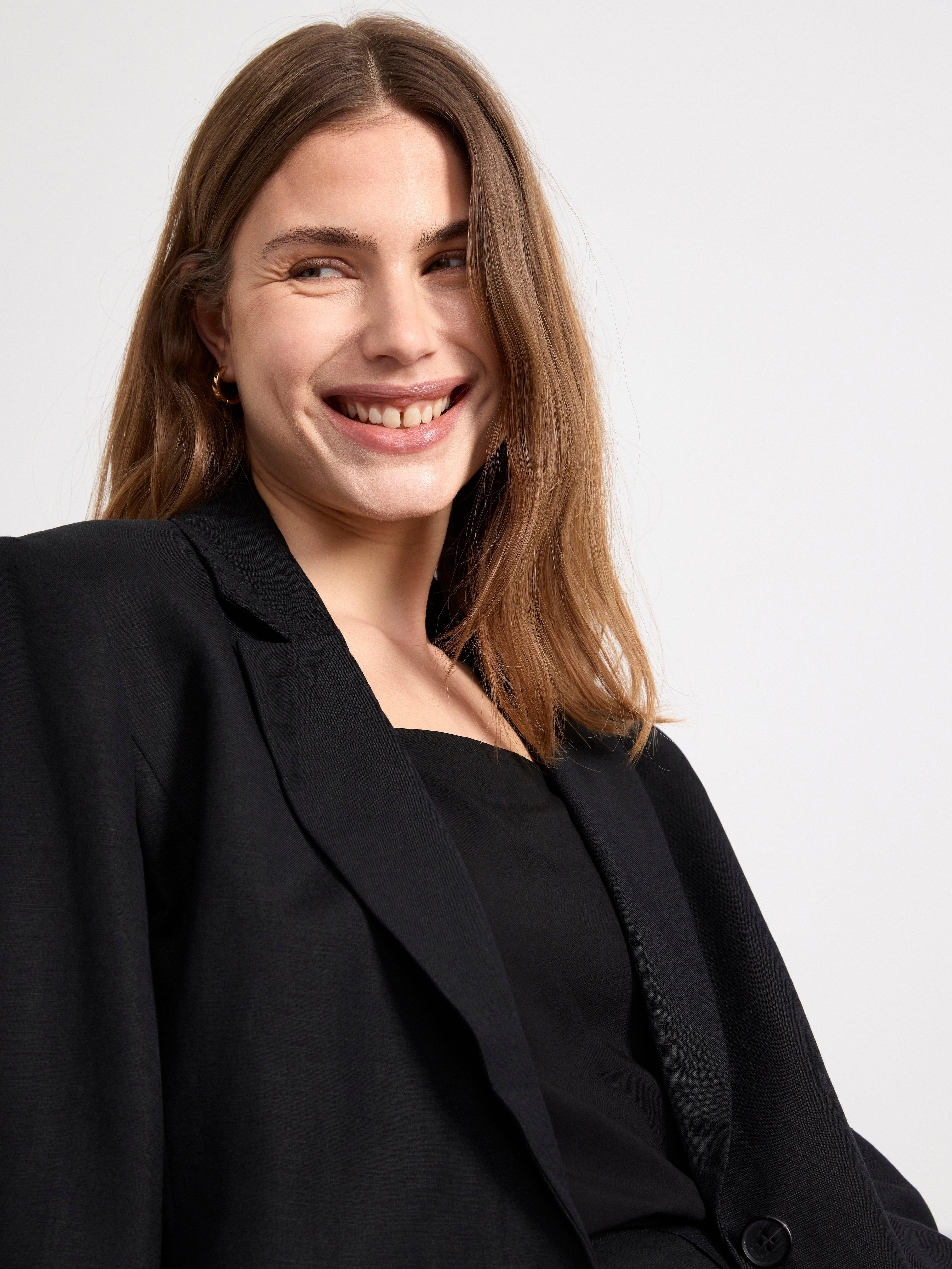 Blazer in linen blend Black