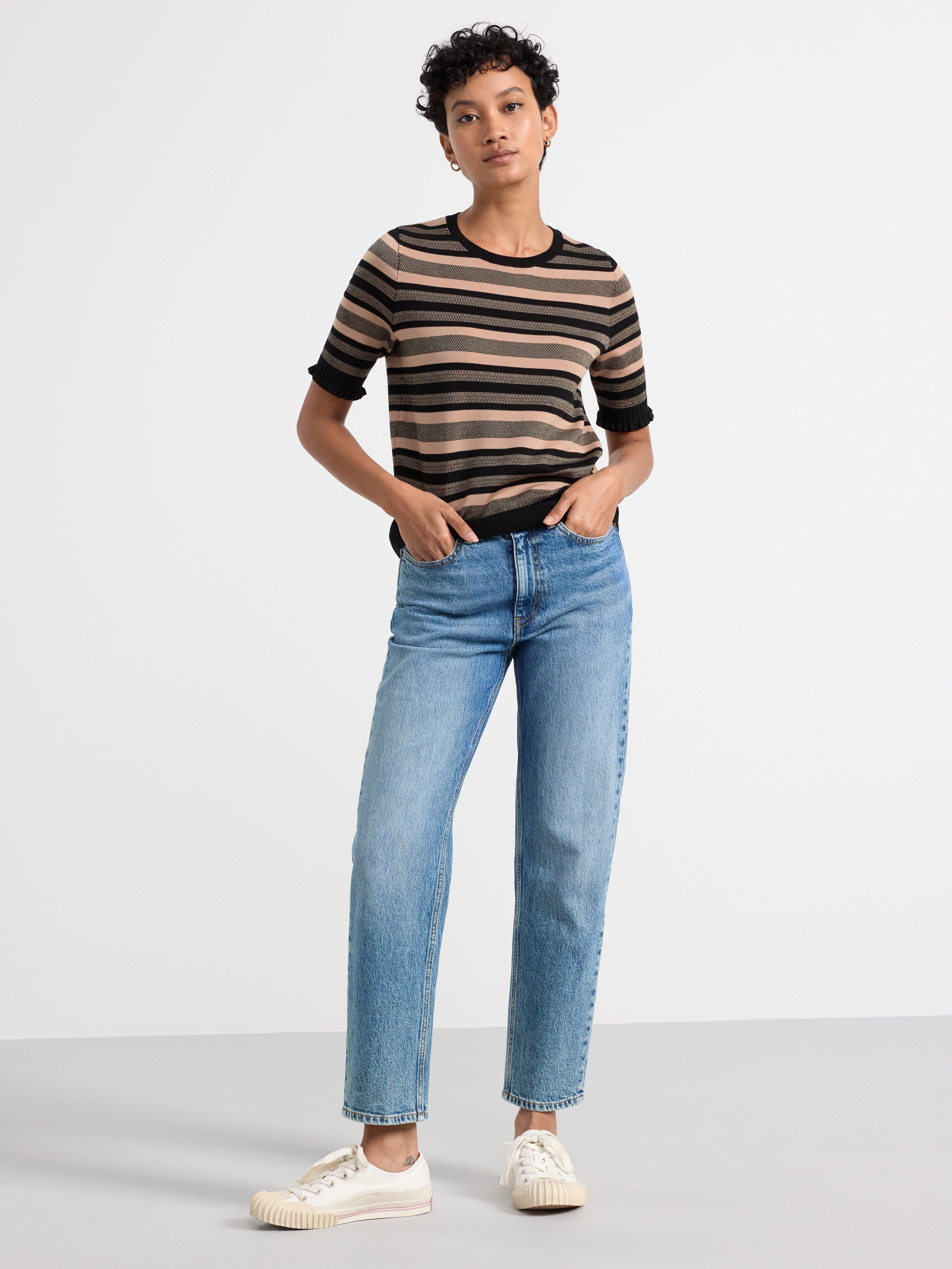 Patterned short sleeve jumper Black