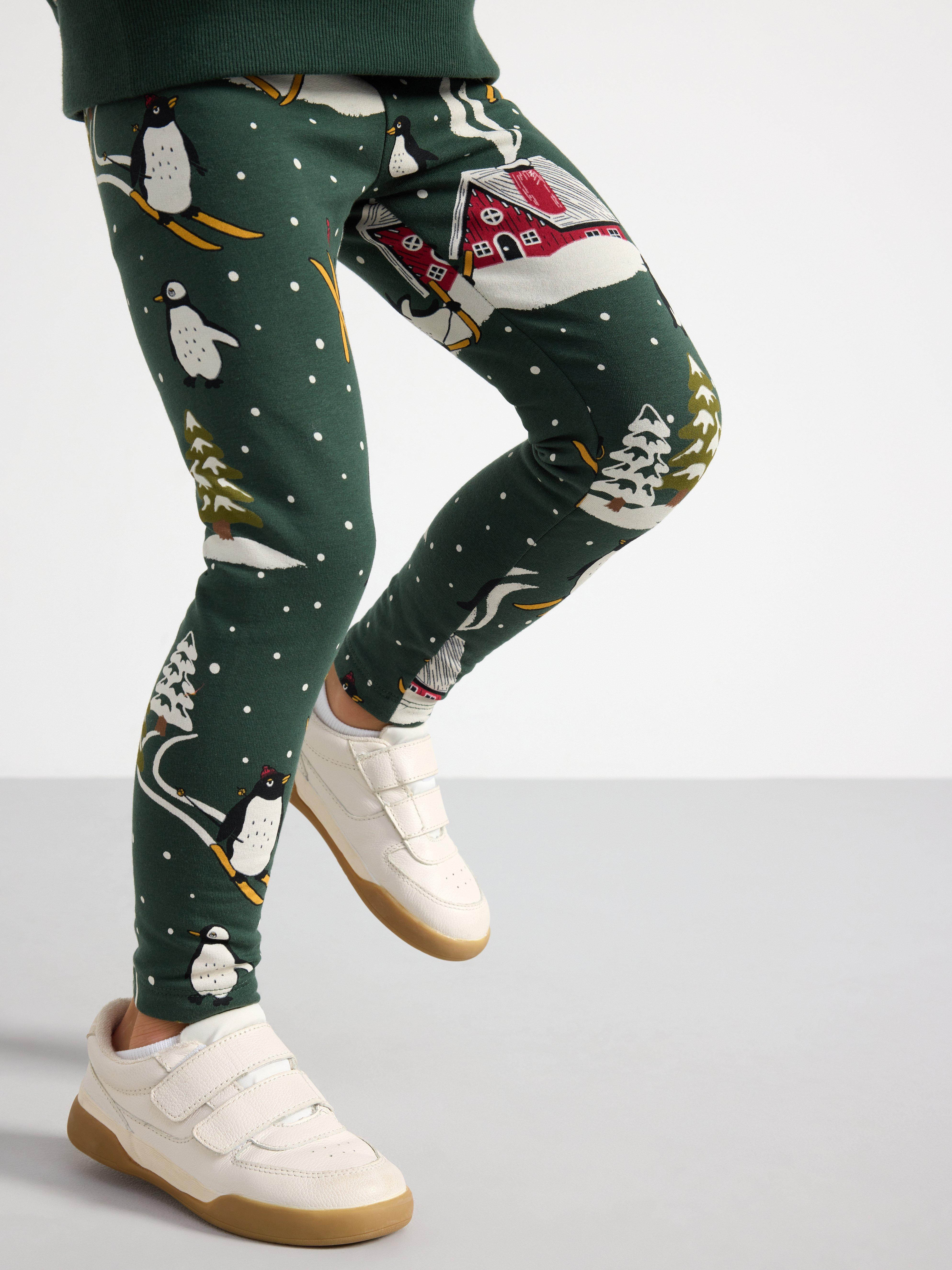 Leggings with penguins Dark Dusty Green