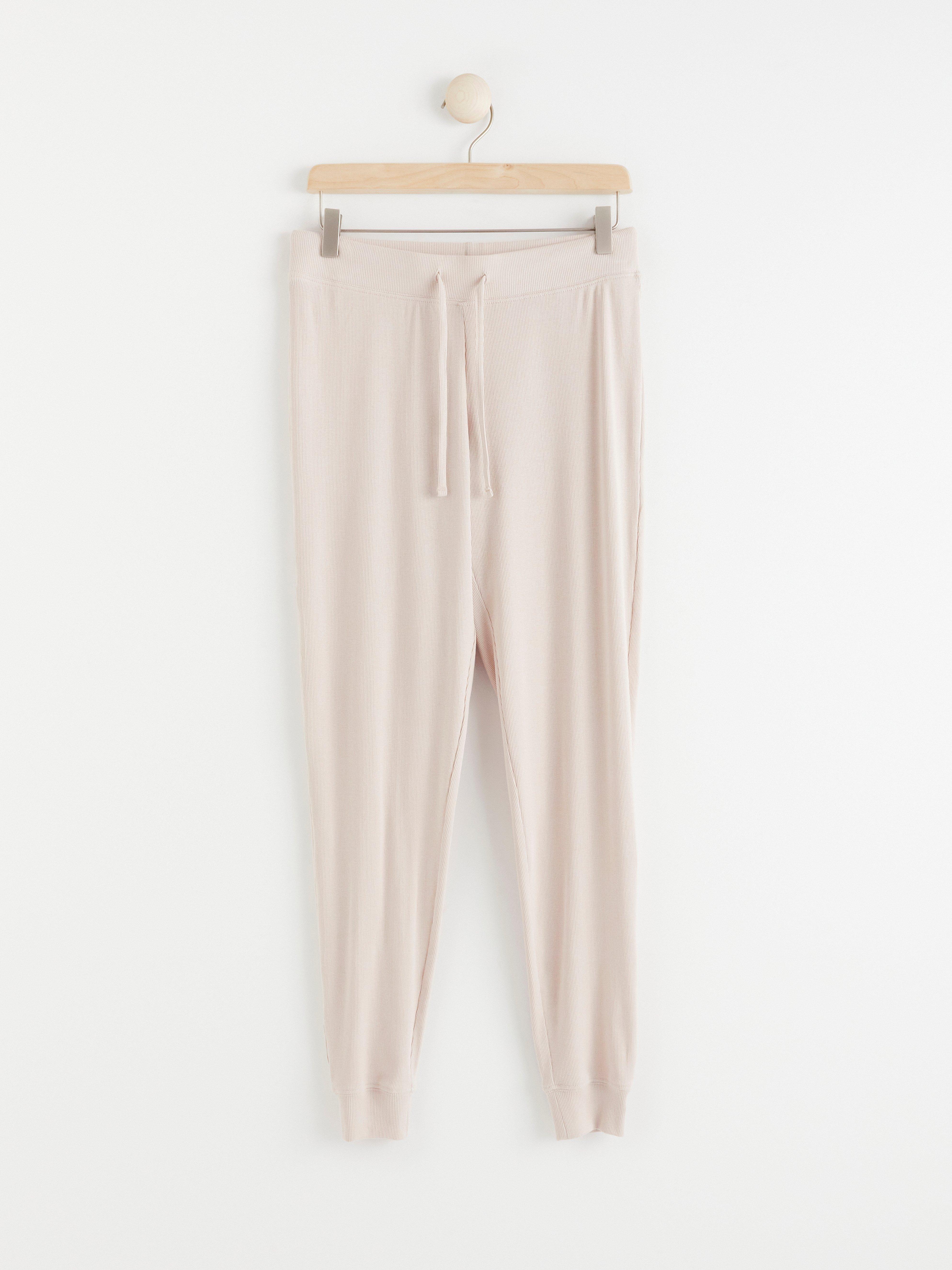 Ribbed pyjama trousers Light Beige