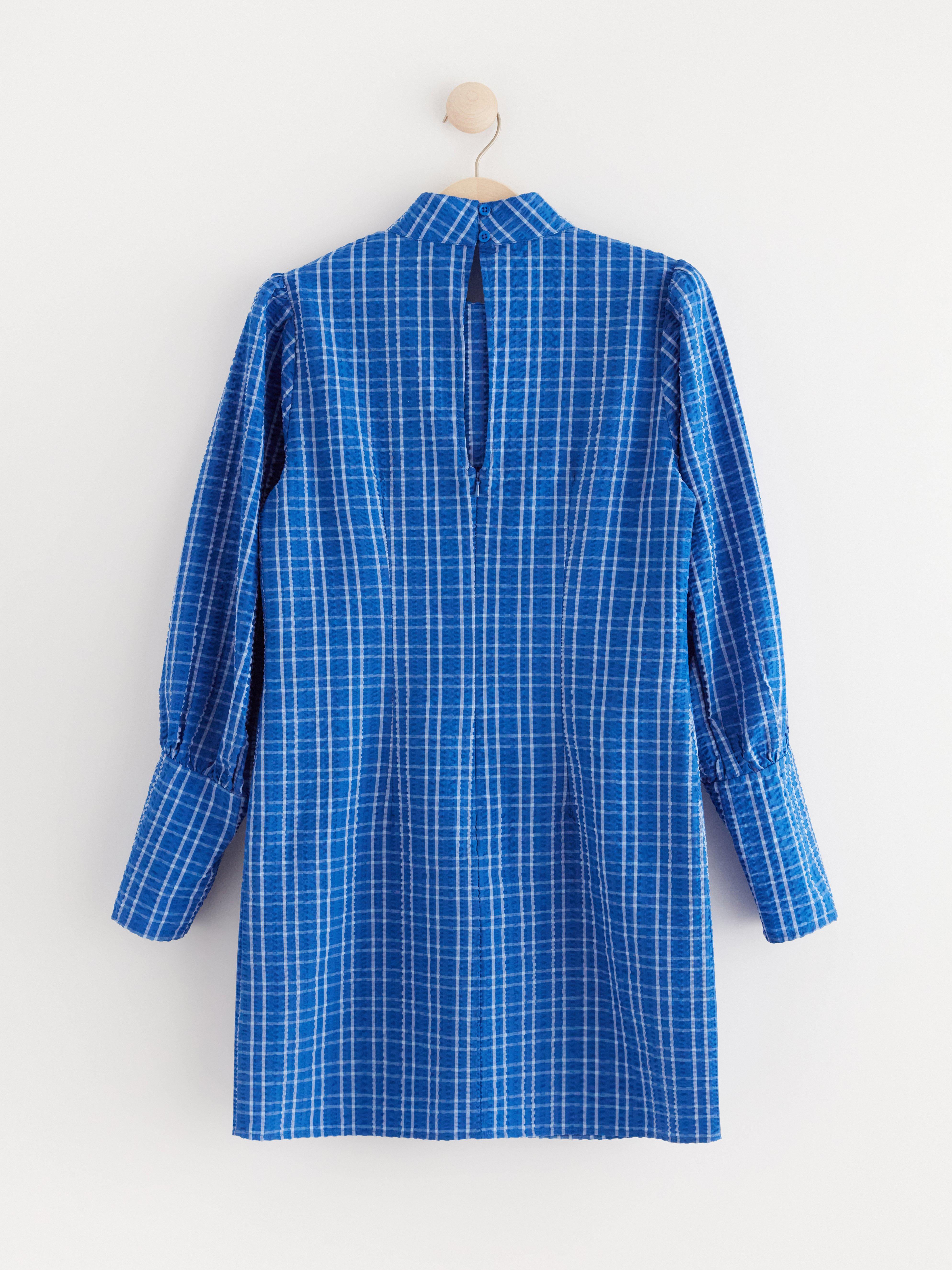 Mini dress checked Dark Blue