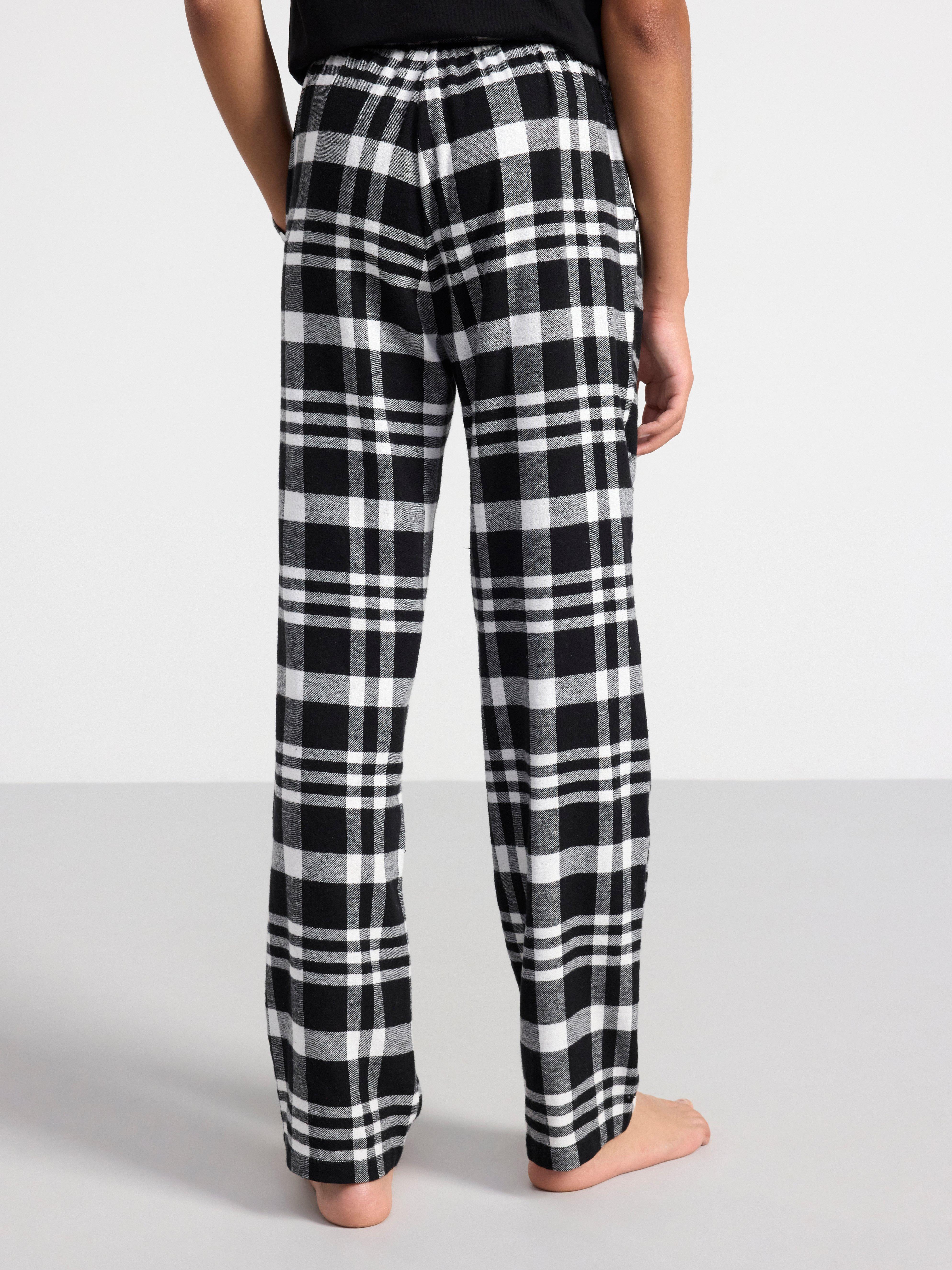 Pyjama trousers in flannel with checked pattern Black