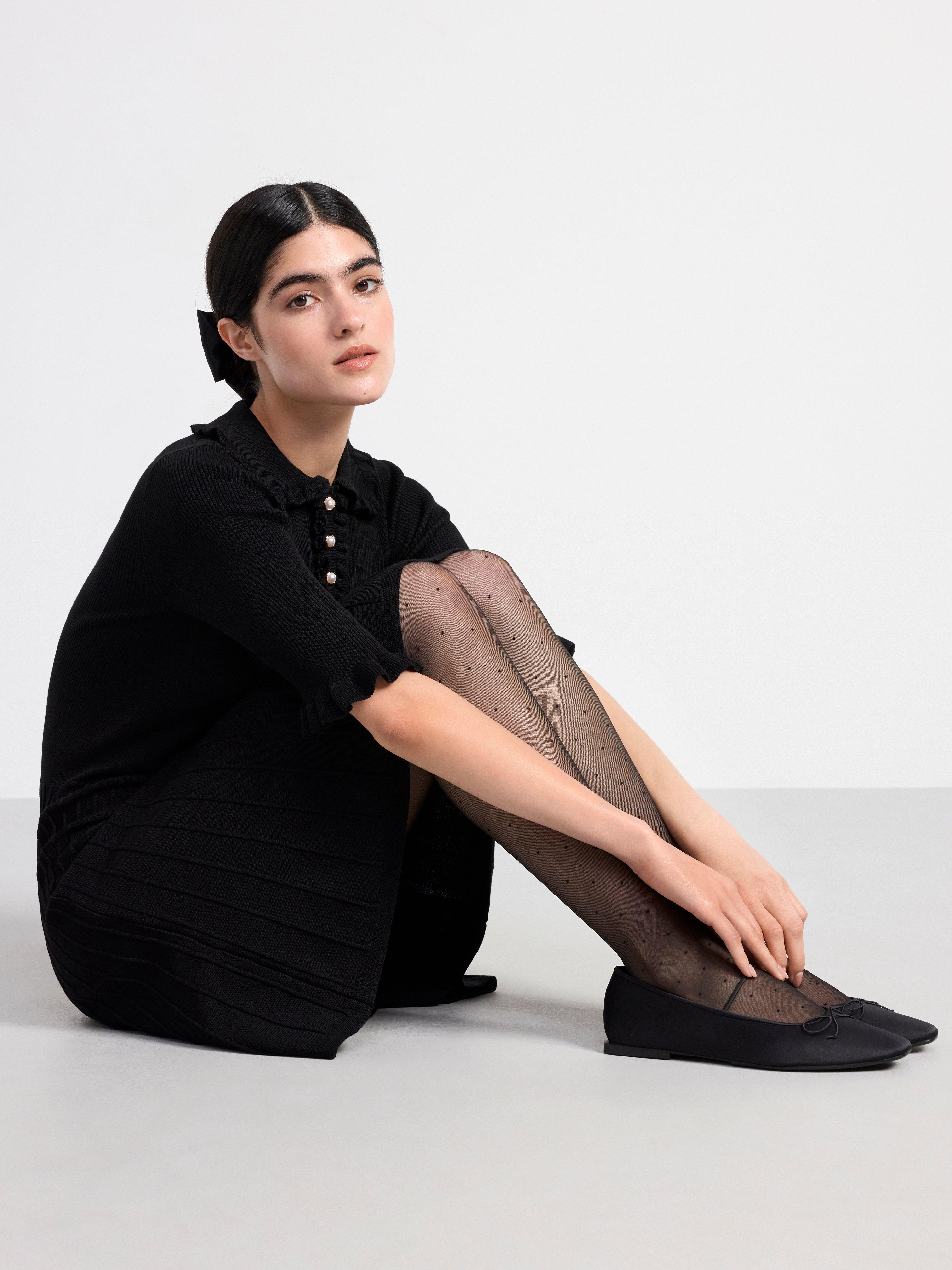 Knitted short sleeve dress Black