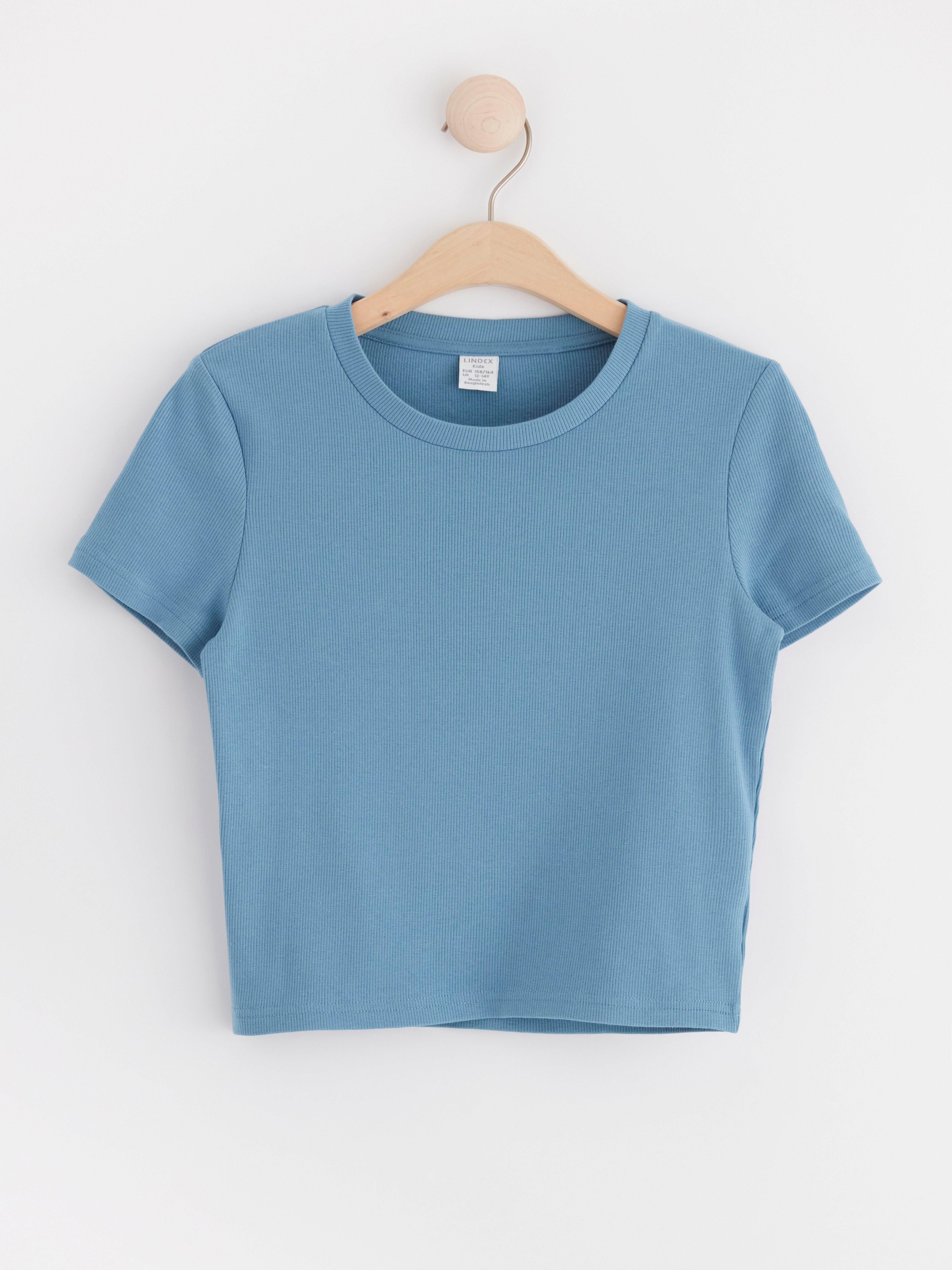 Ribbed cropped top Light Dusty Blue