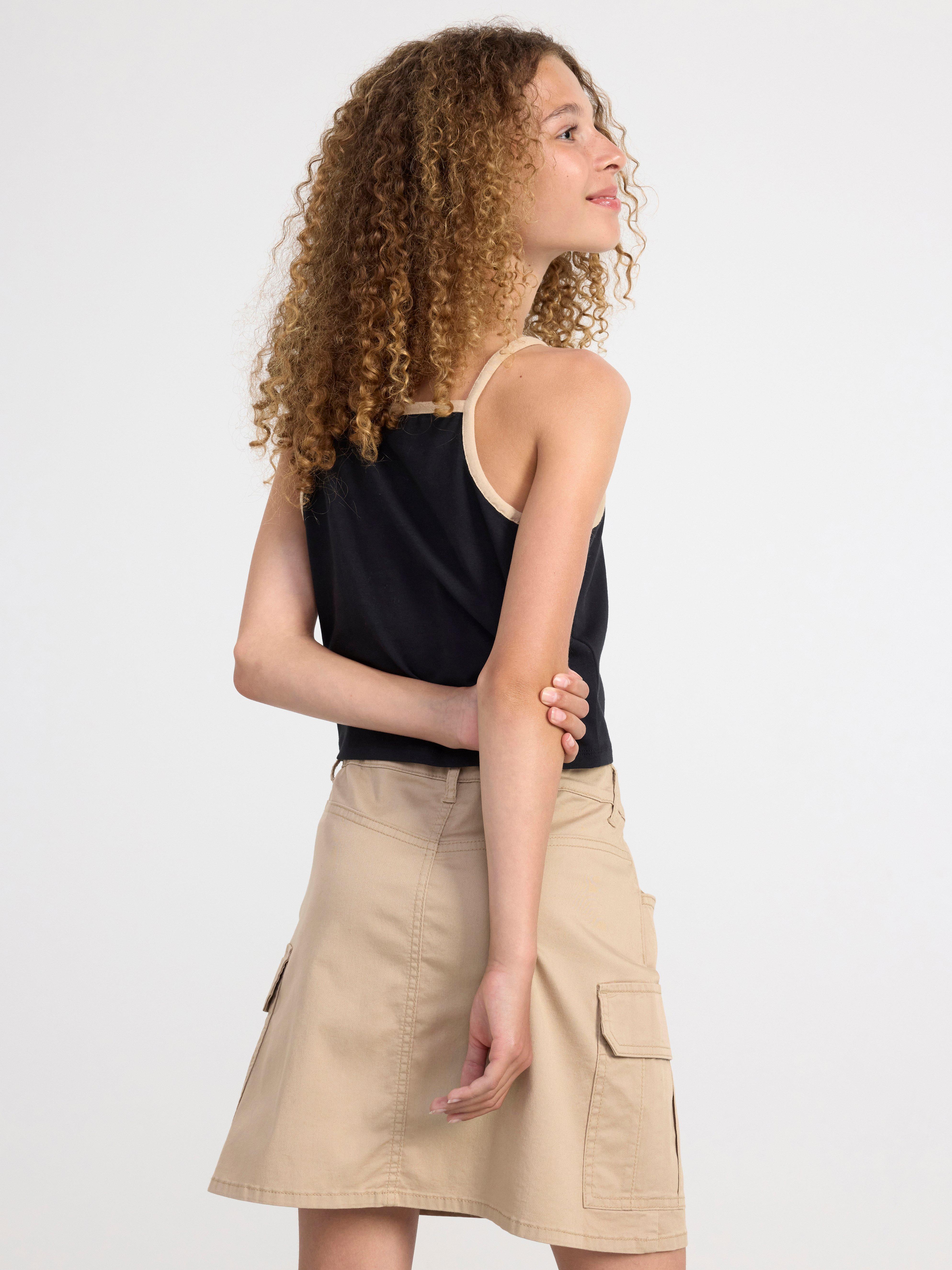 Tank top with slim shoulder straps Black