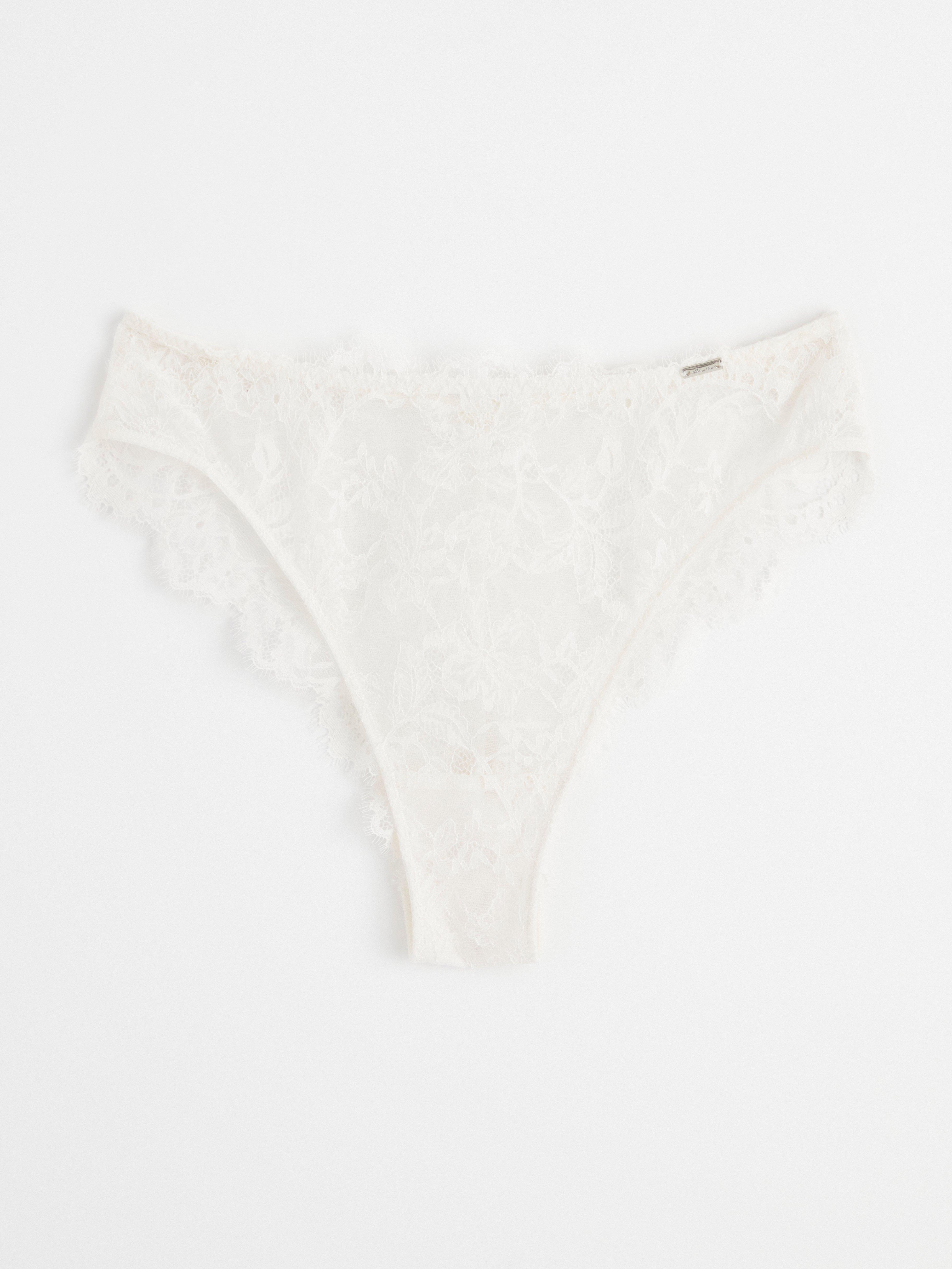 Brazilian midi briefs with lace Light White