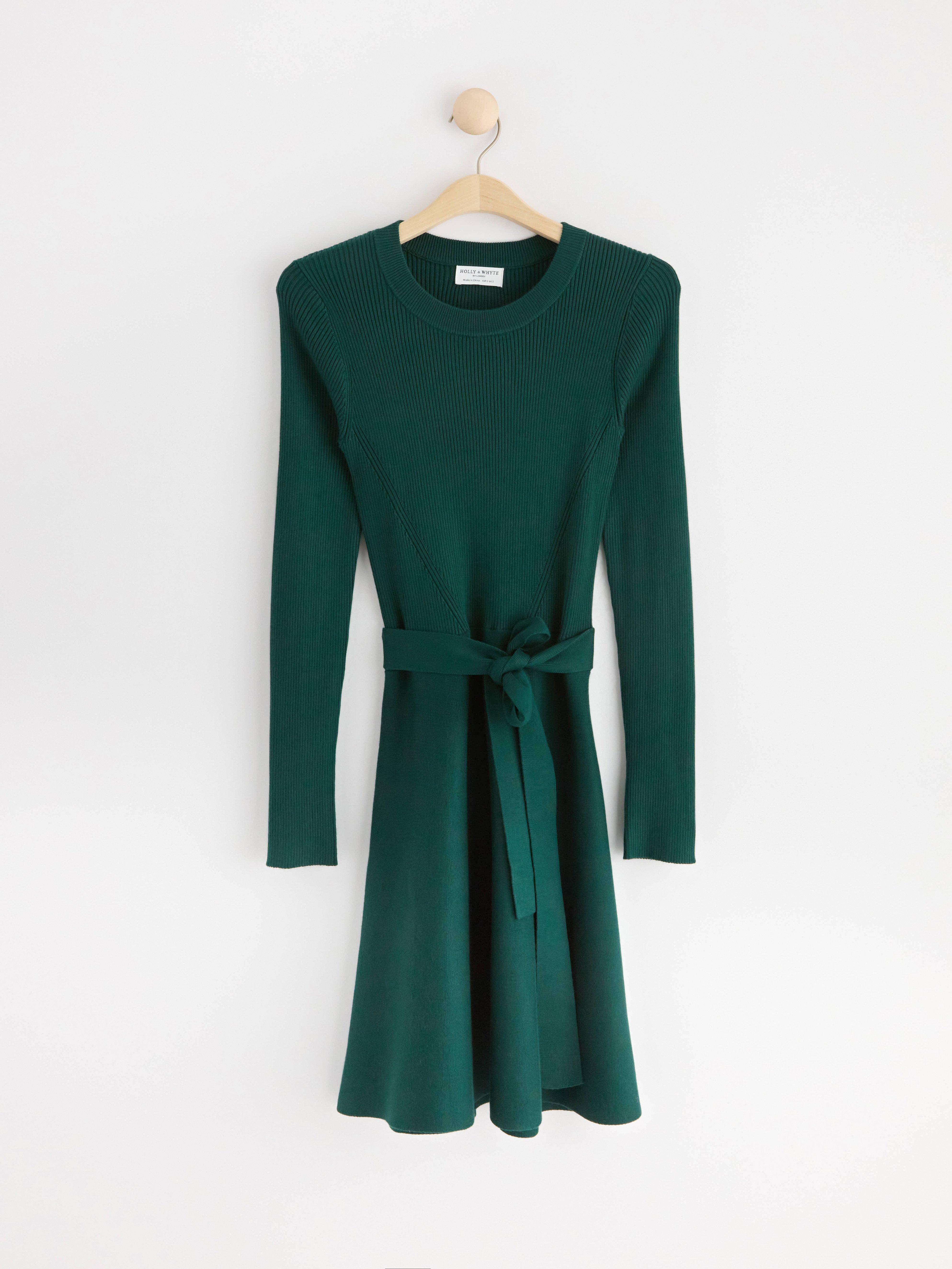 Knitted long sleeve dress Dark Green