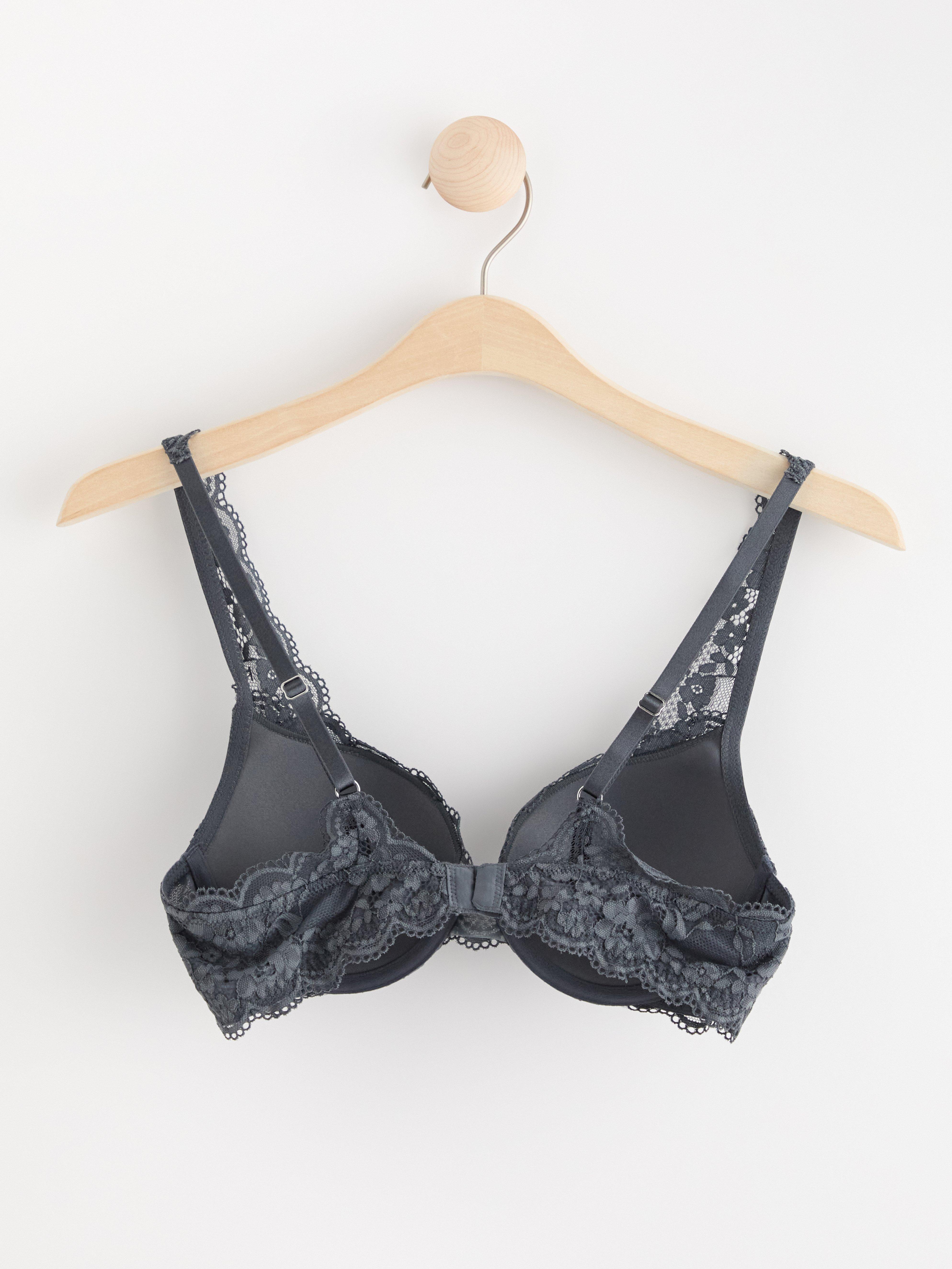Malva push-up bra with lace Dark Grey