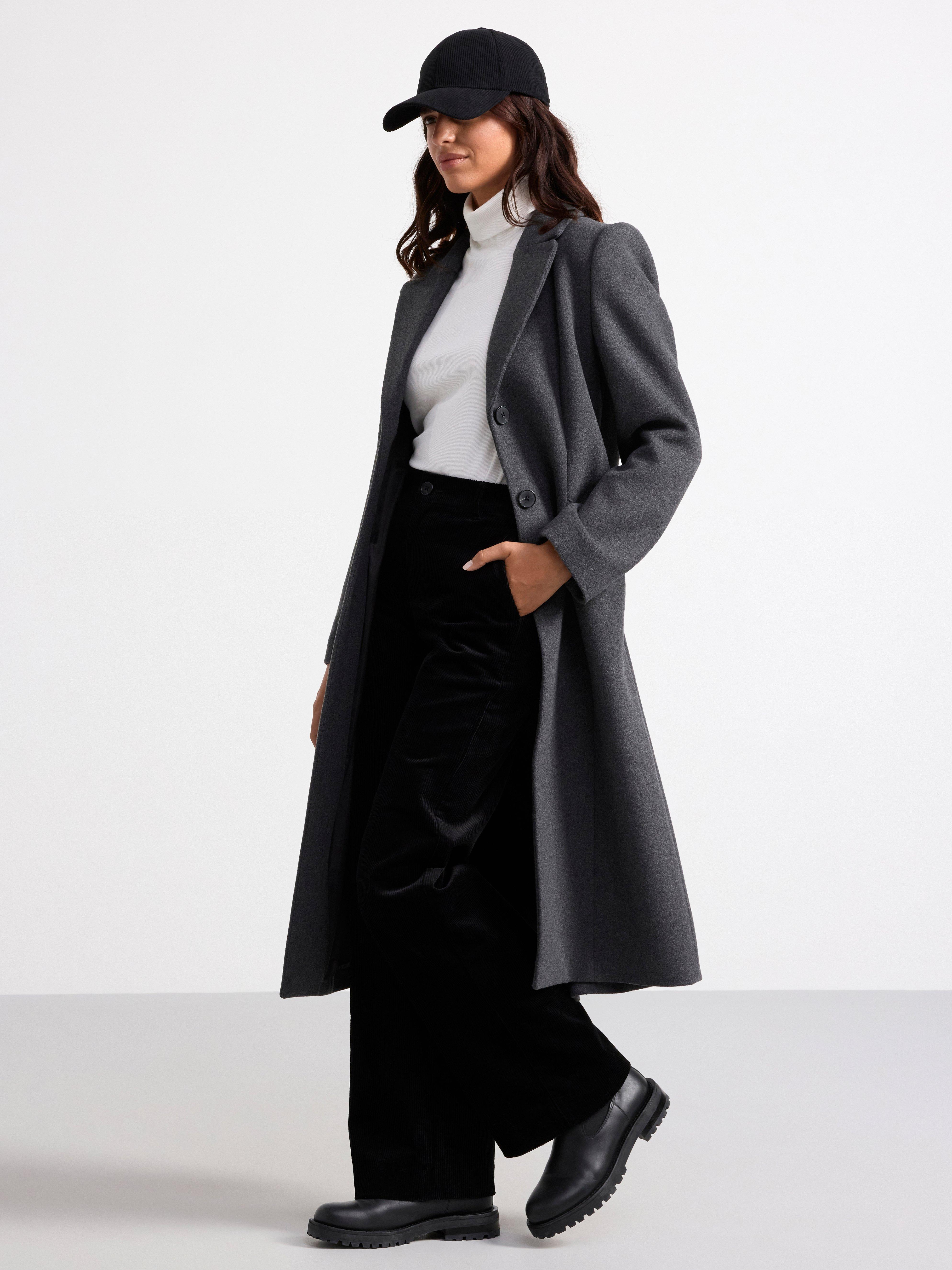 Coat in wool blend Dark Grey Melange