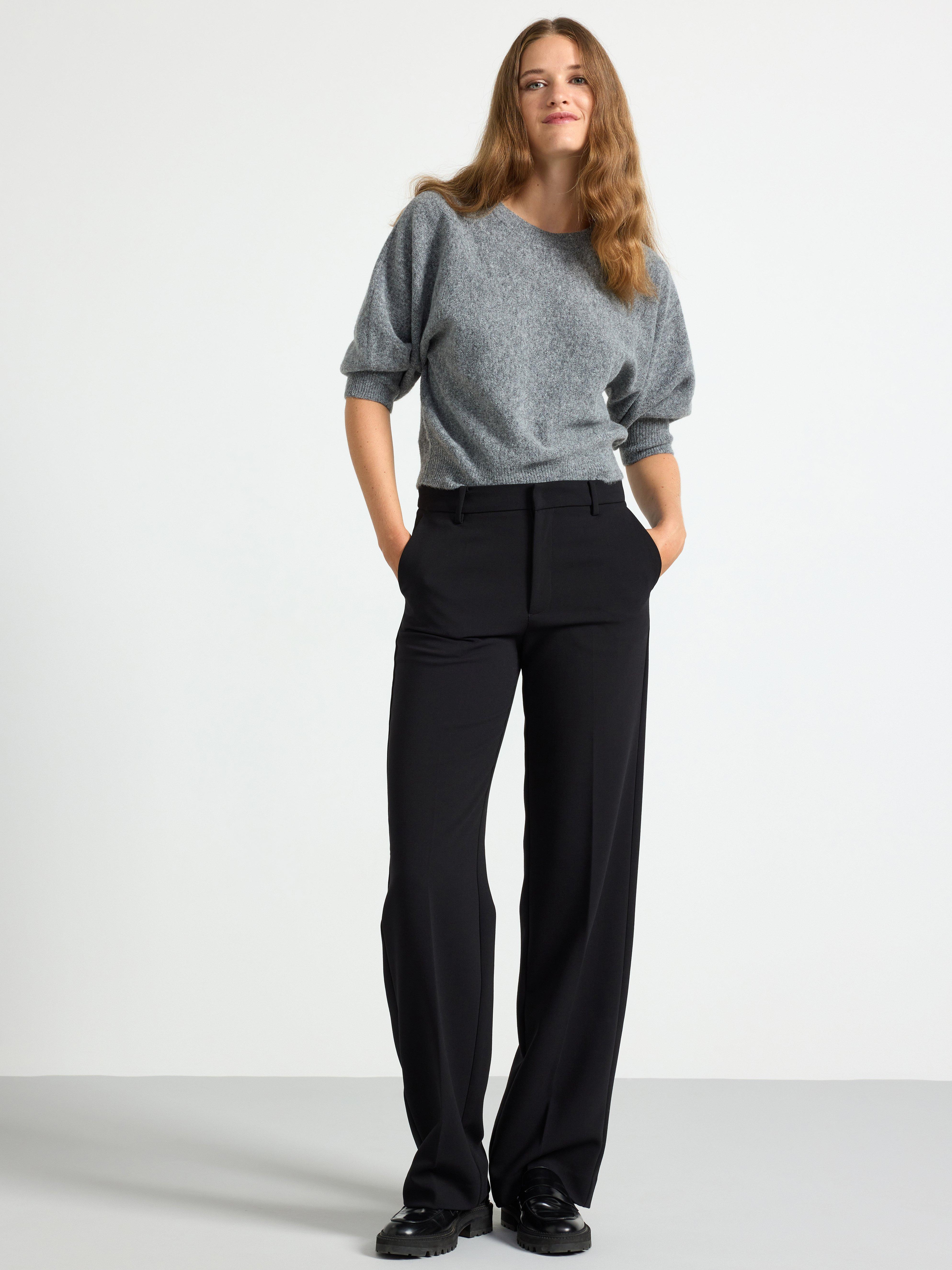 NOOR Straight trousers with extra long legs Black