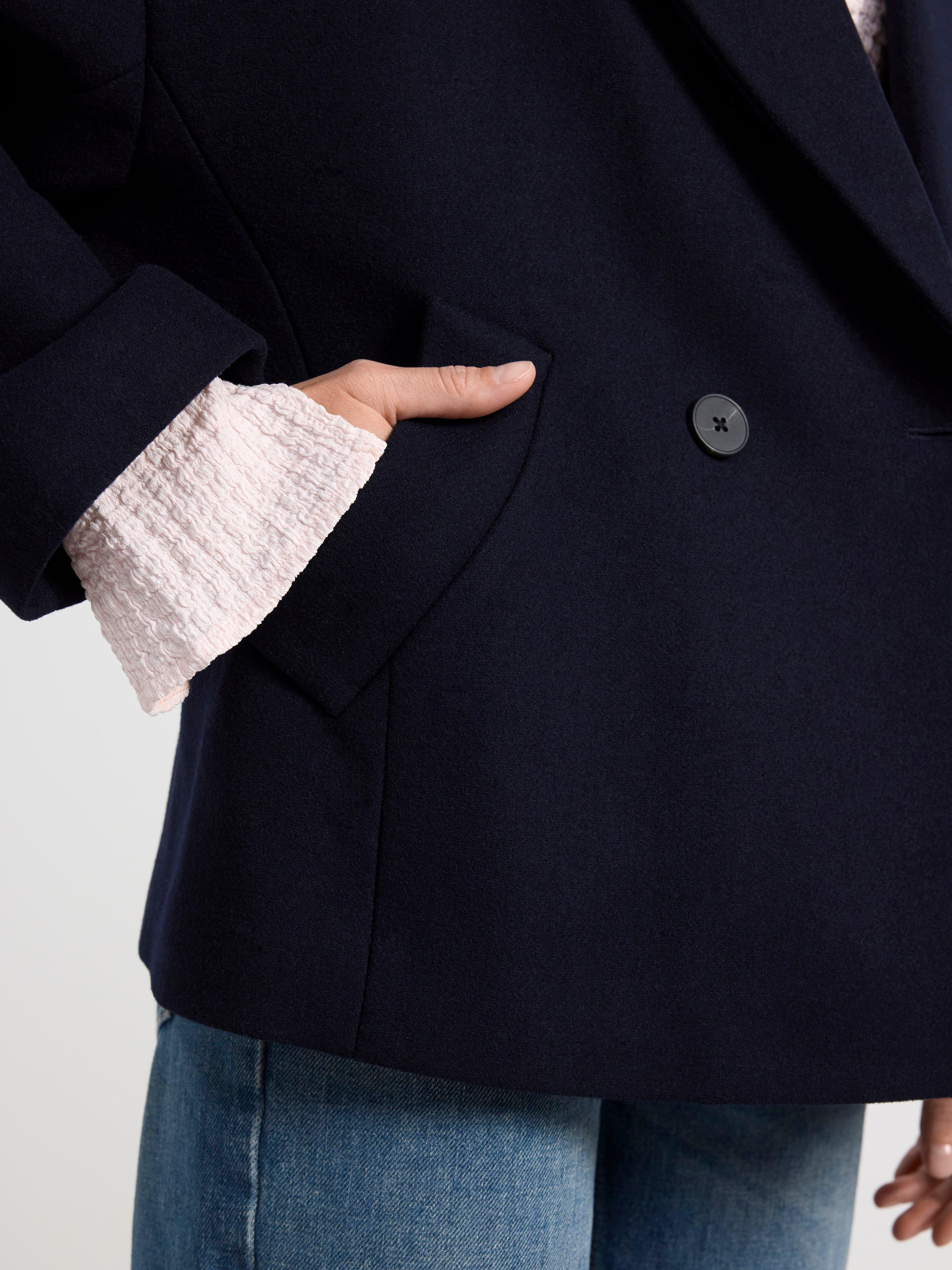 Jacket in wool blend with double button closure Dark Blue