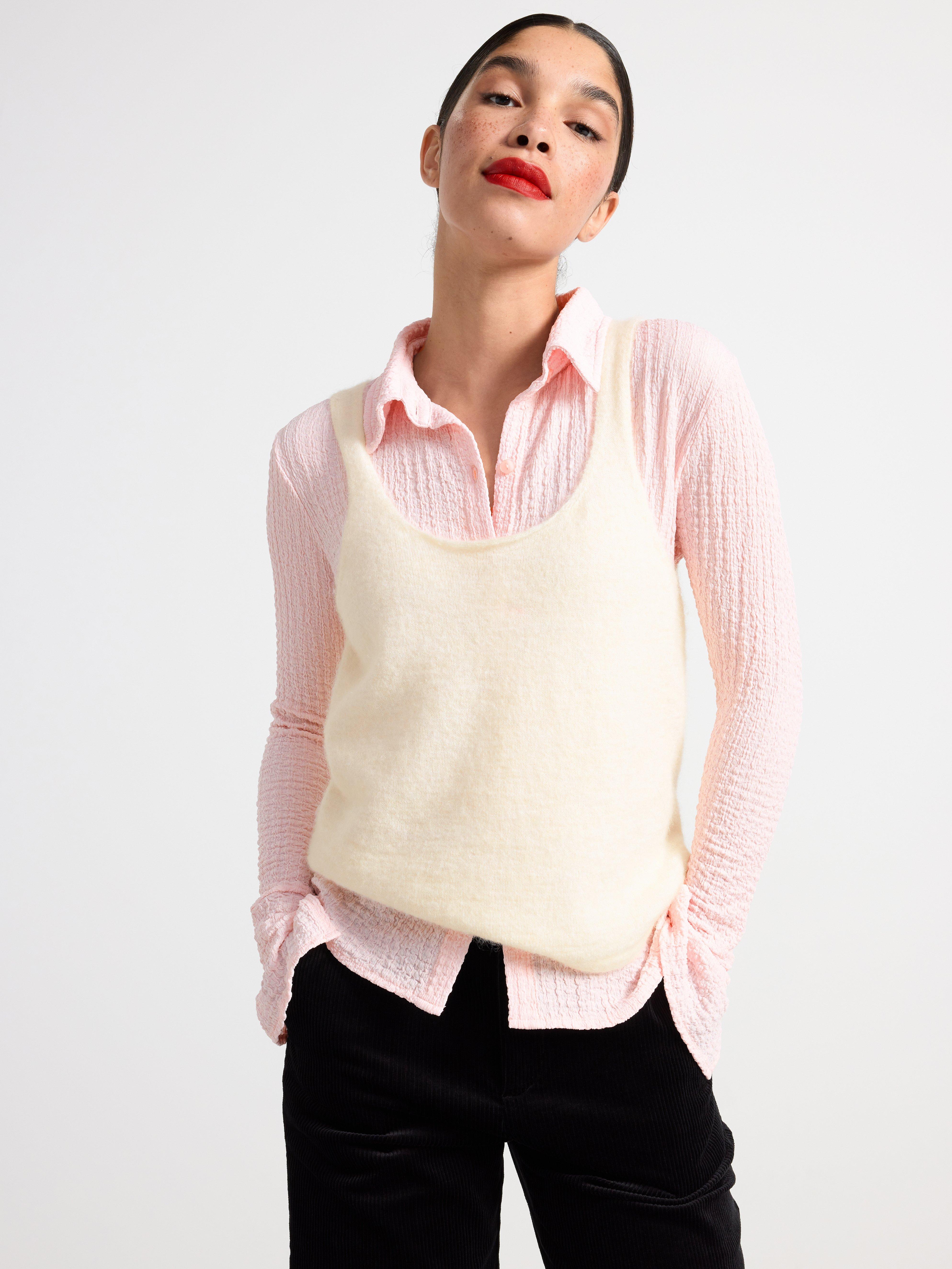 Knitted camisole in wool blend Off White