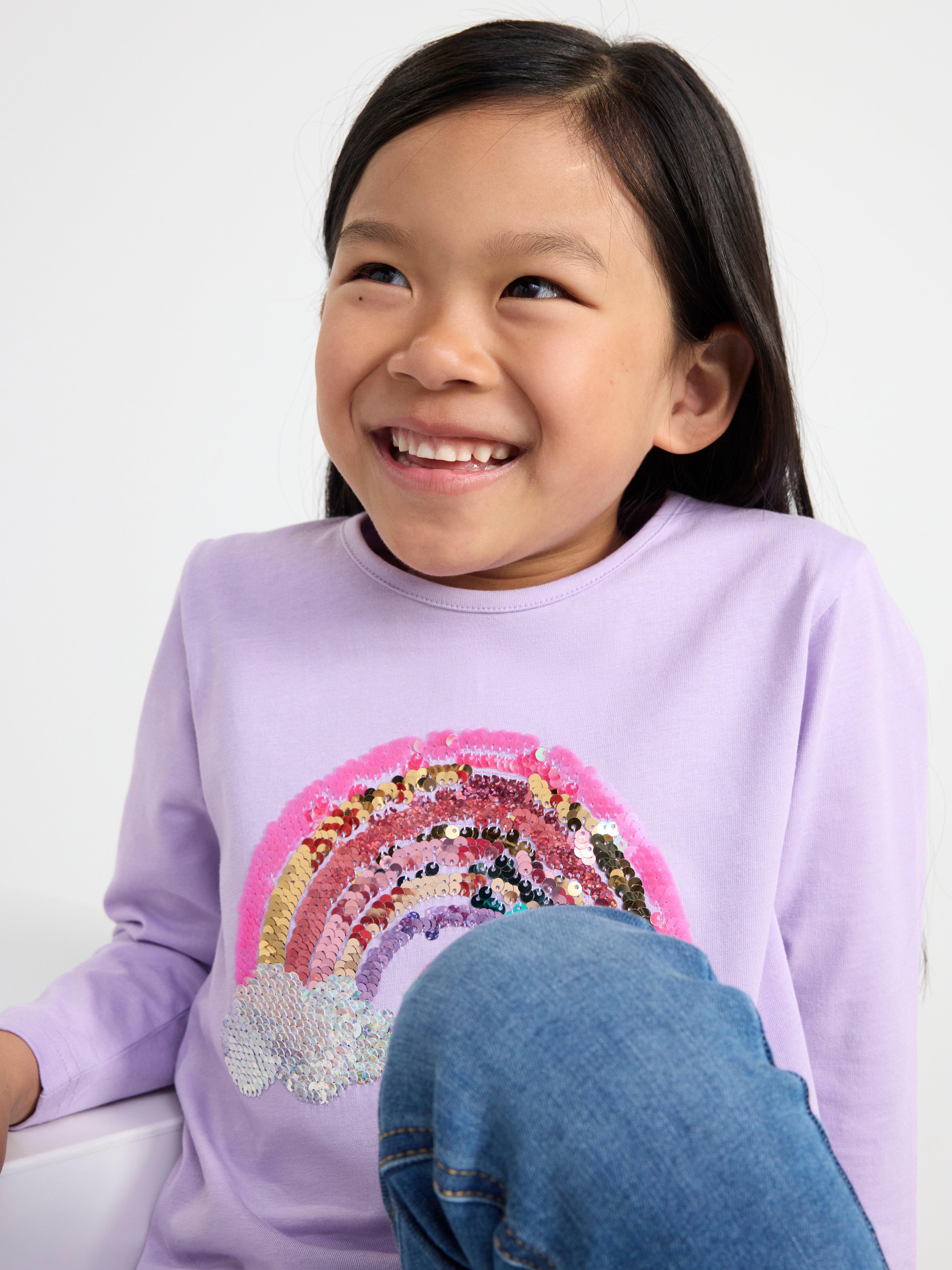 Long sleeve top with reversible sequins Light Lilac