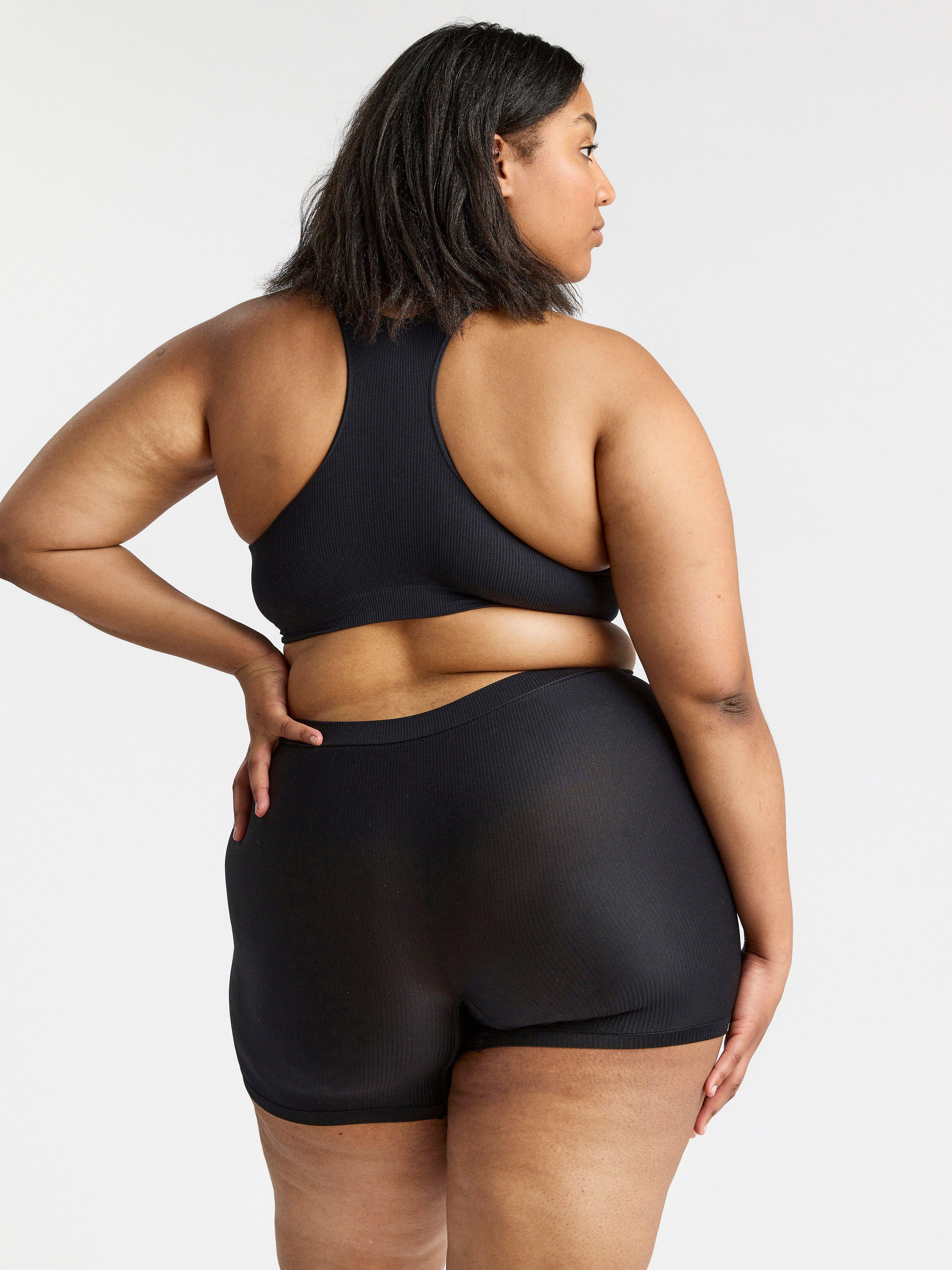 High waist seamless biker briefs Black