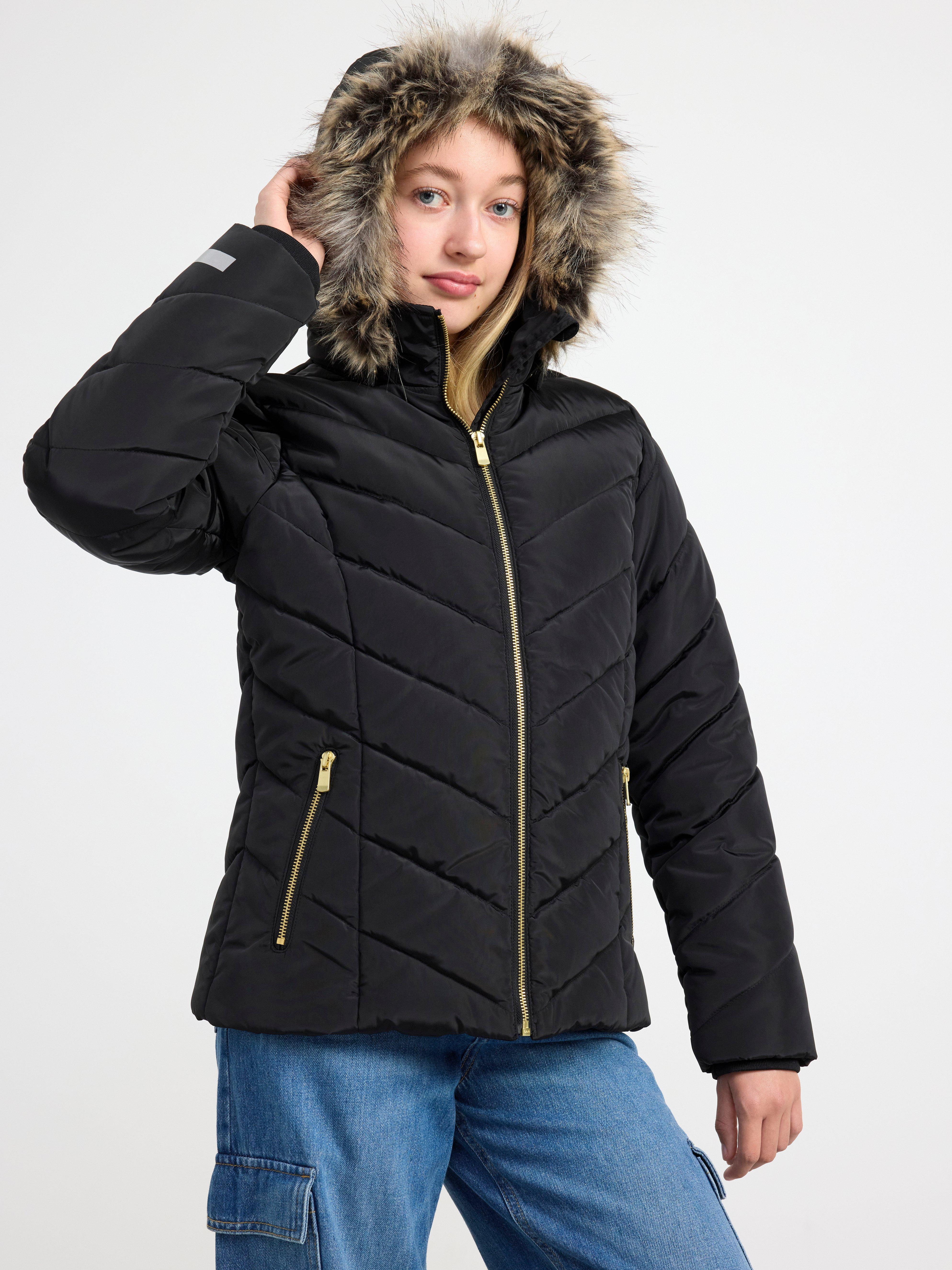 Water repellent padded jacket Black