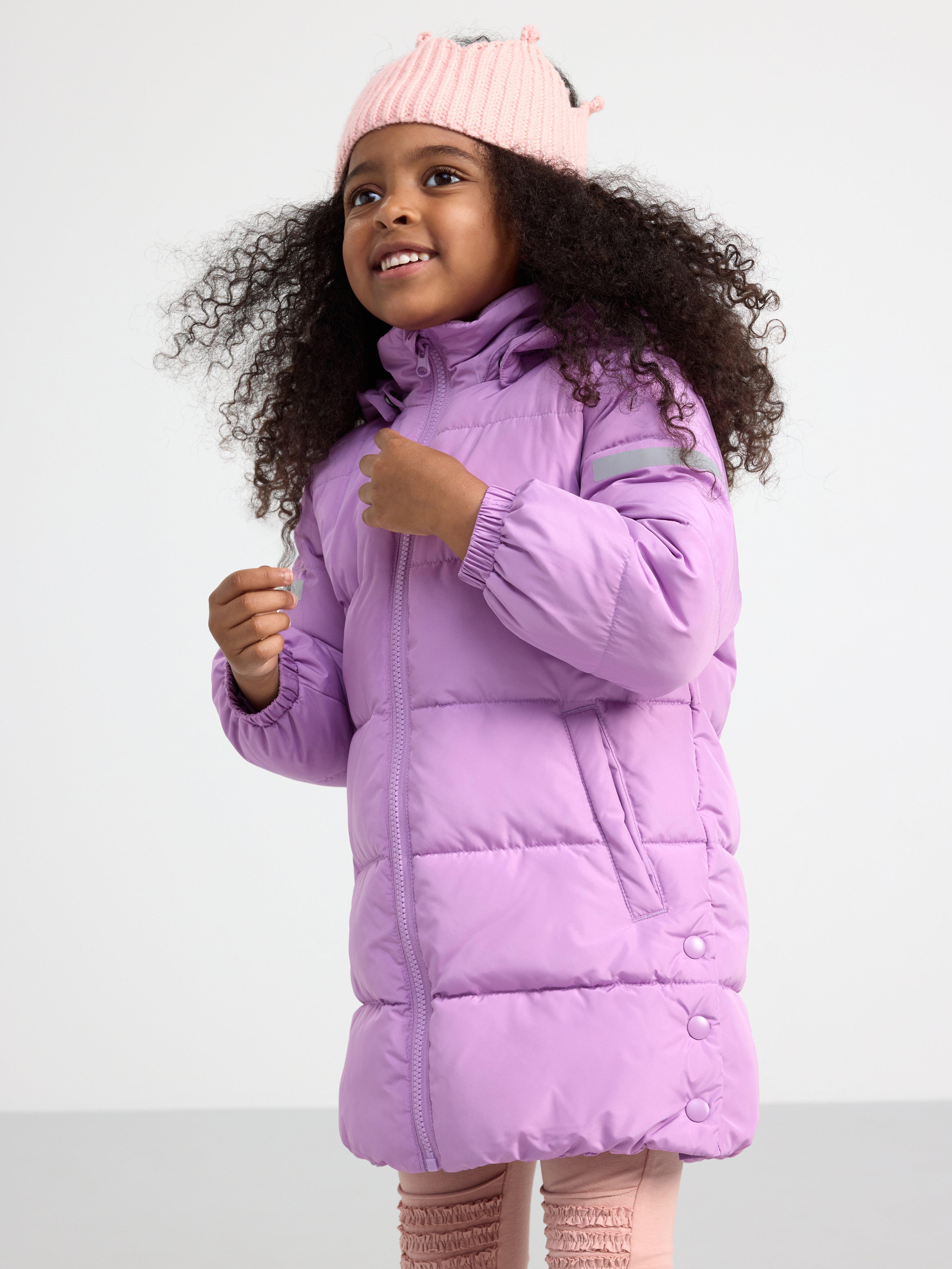 Water repellent long puffer jacket Light Dusty Lilac