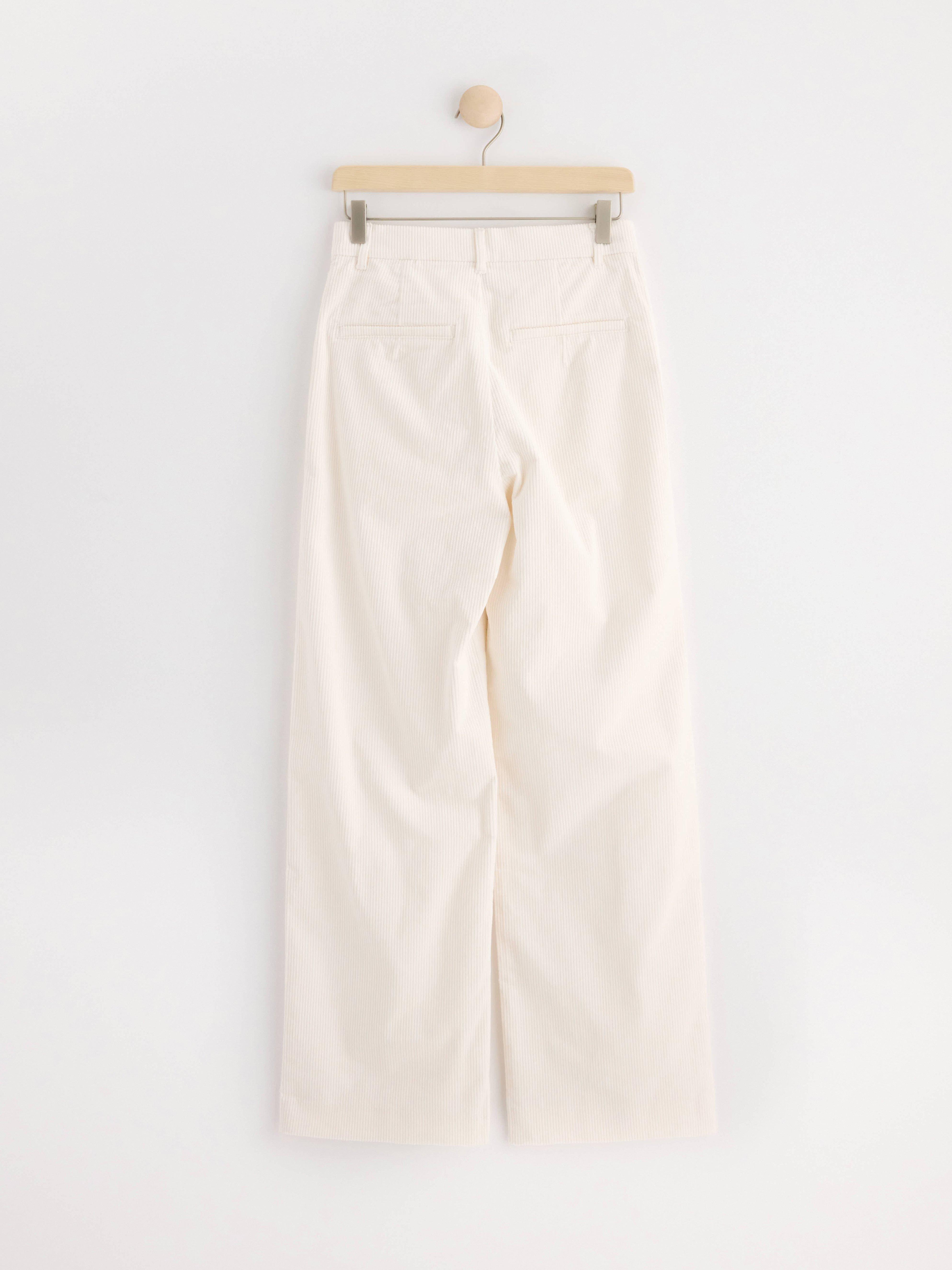 Trousers in corduroy with wide legs Light White