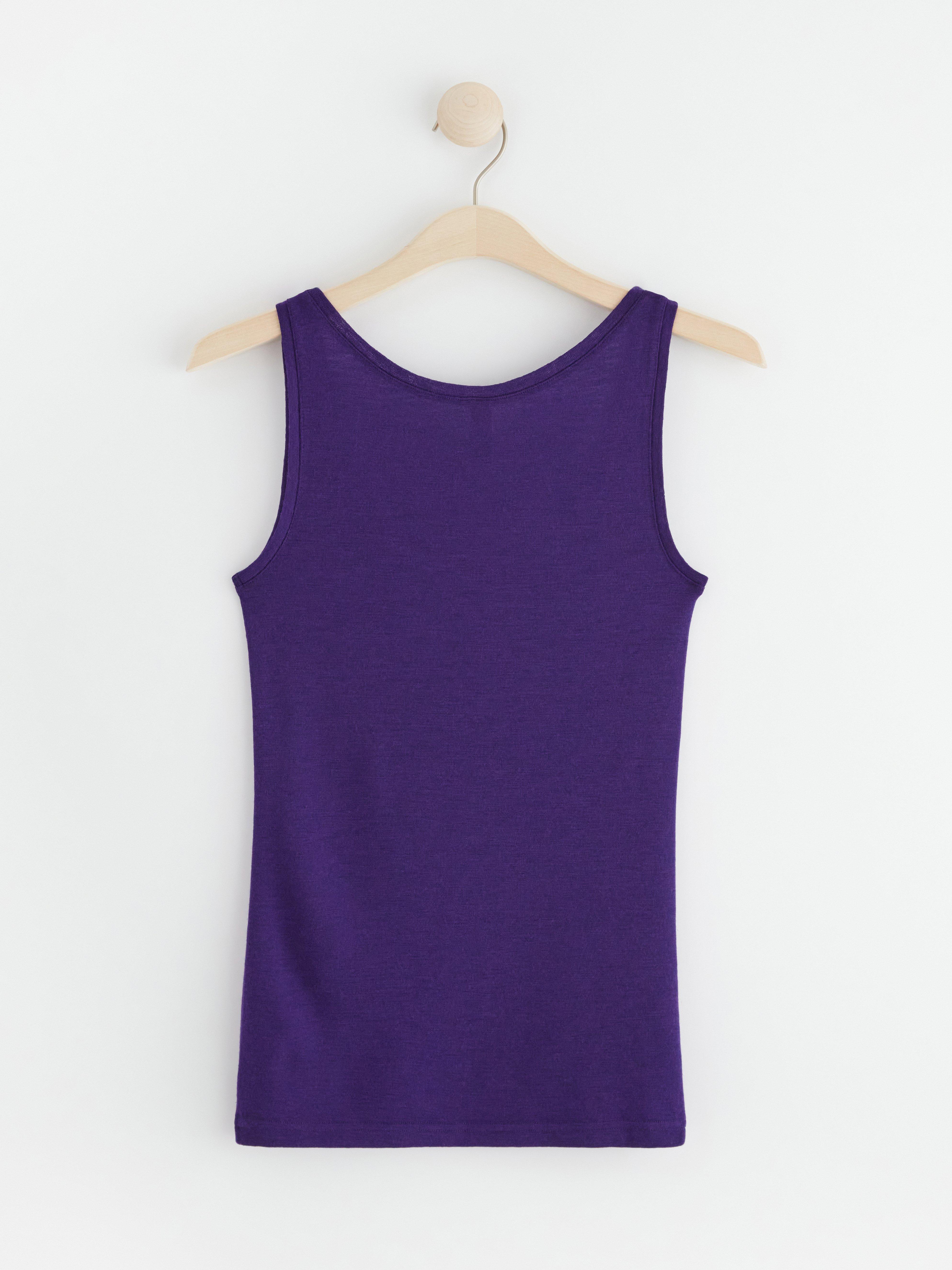 Tank top in merino wool Dark Lilac