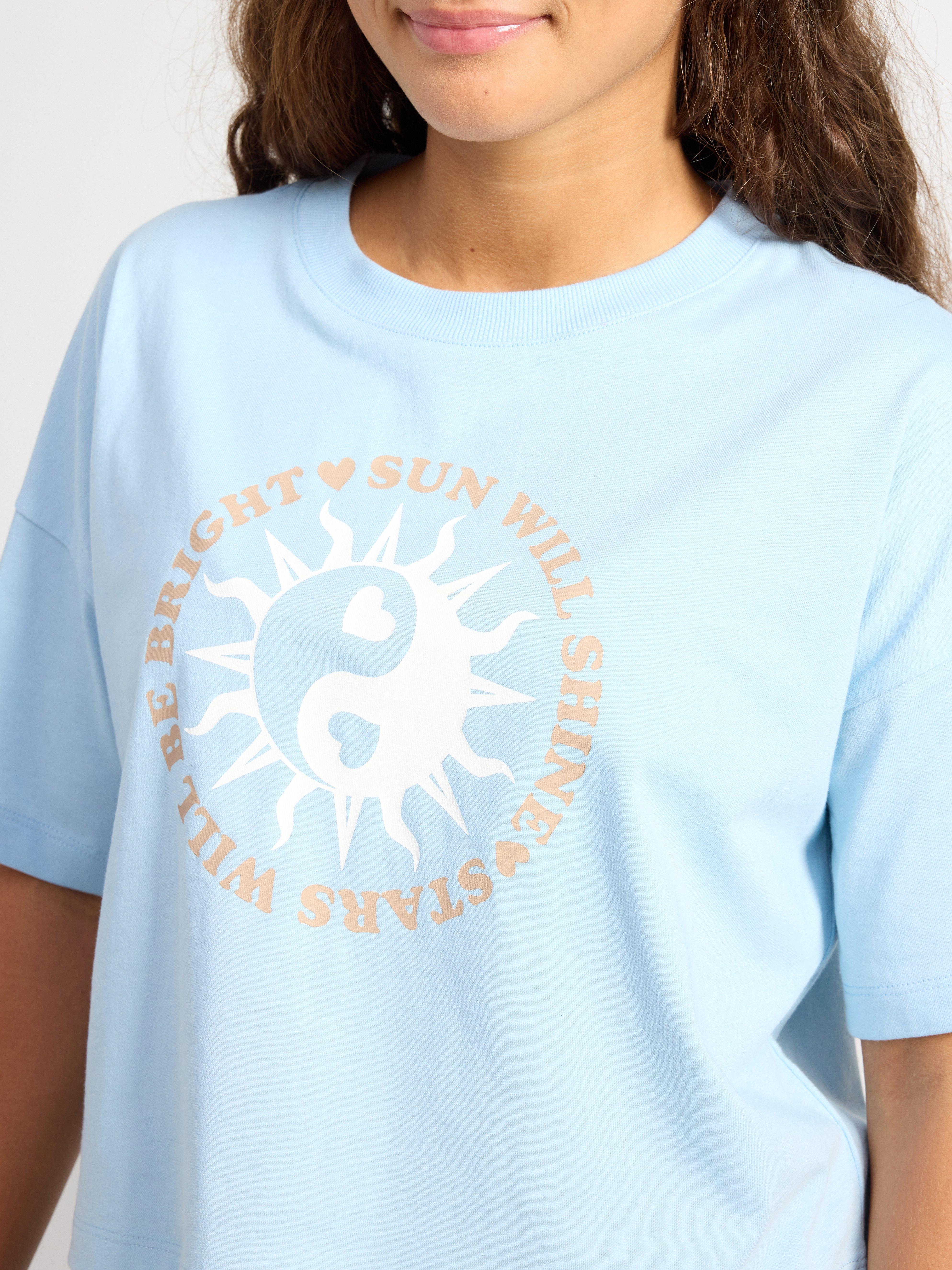 Top with print Light Blue