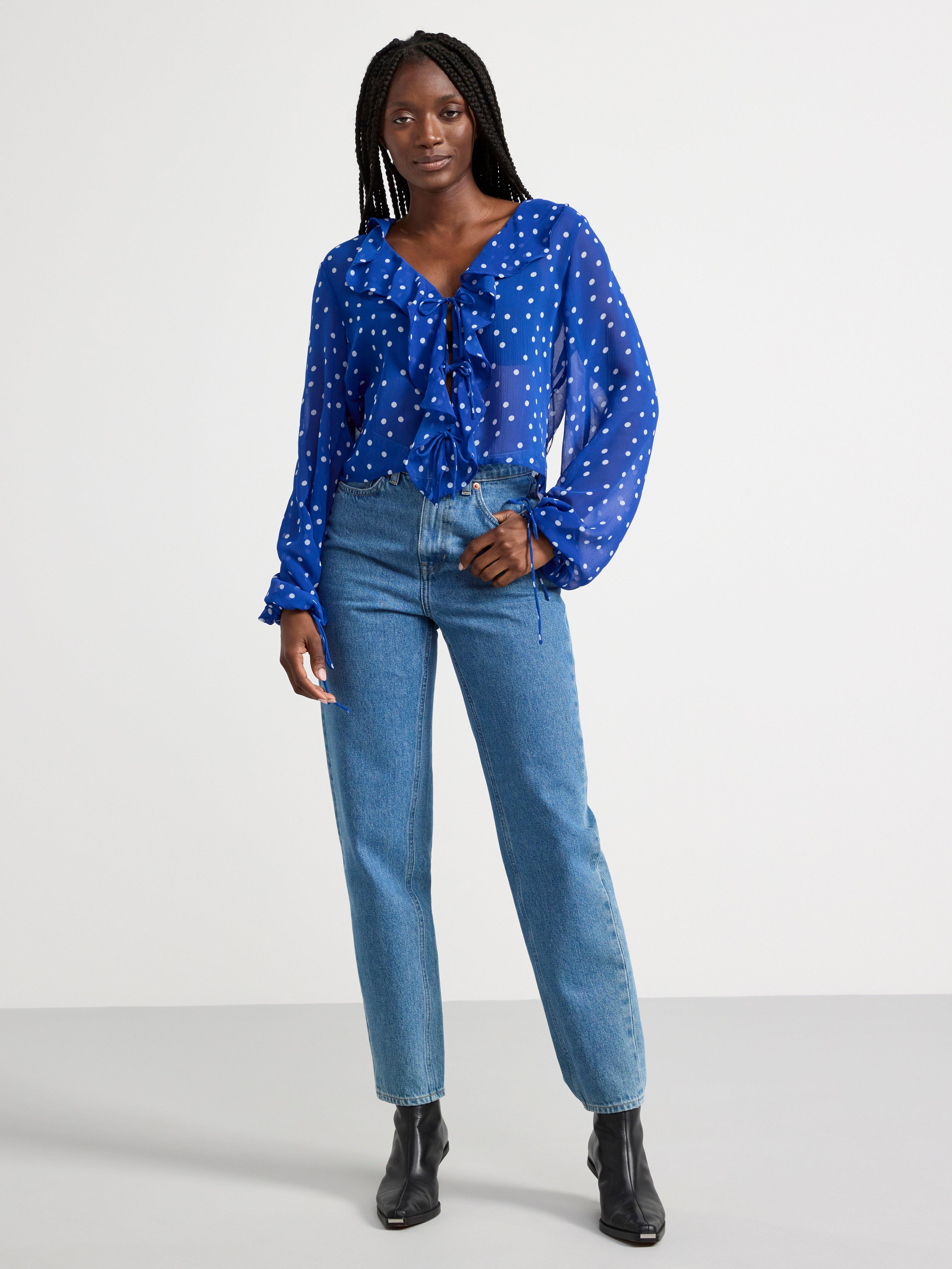 Blouse in chiffon Blue