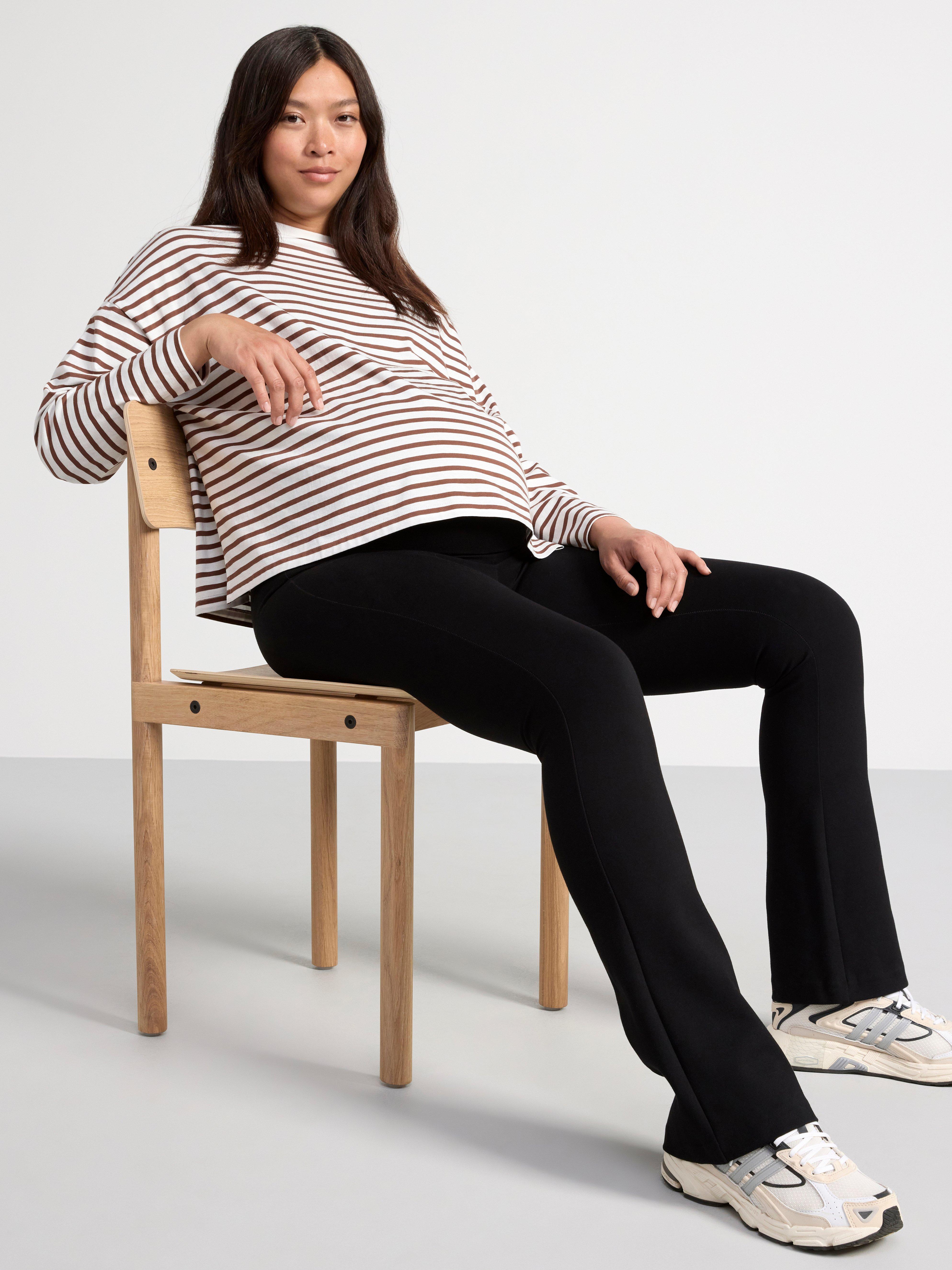 MOM Long sleeved top with stripes Dark brown