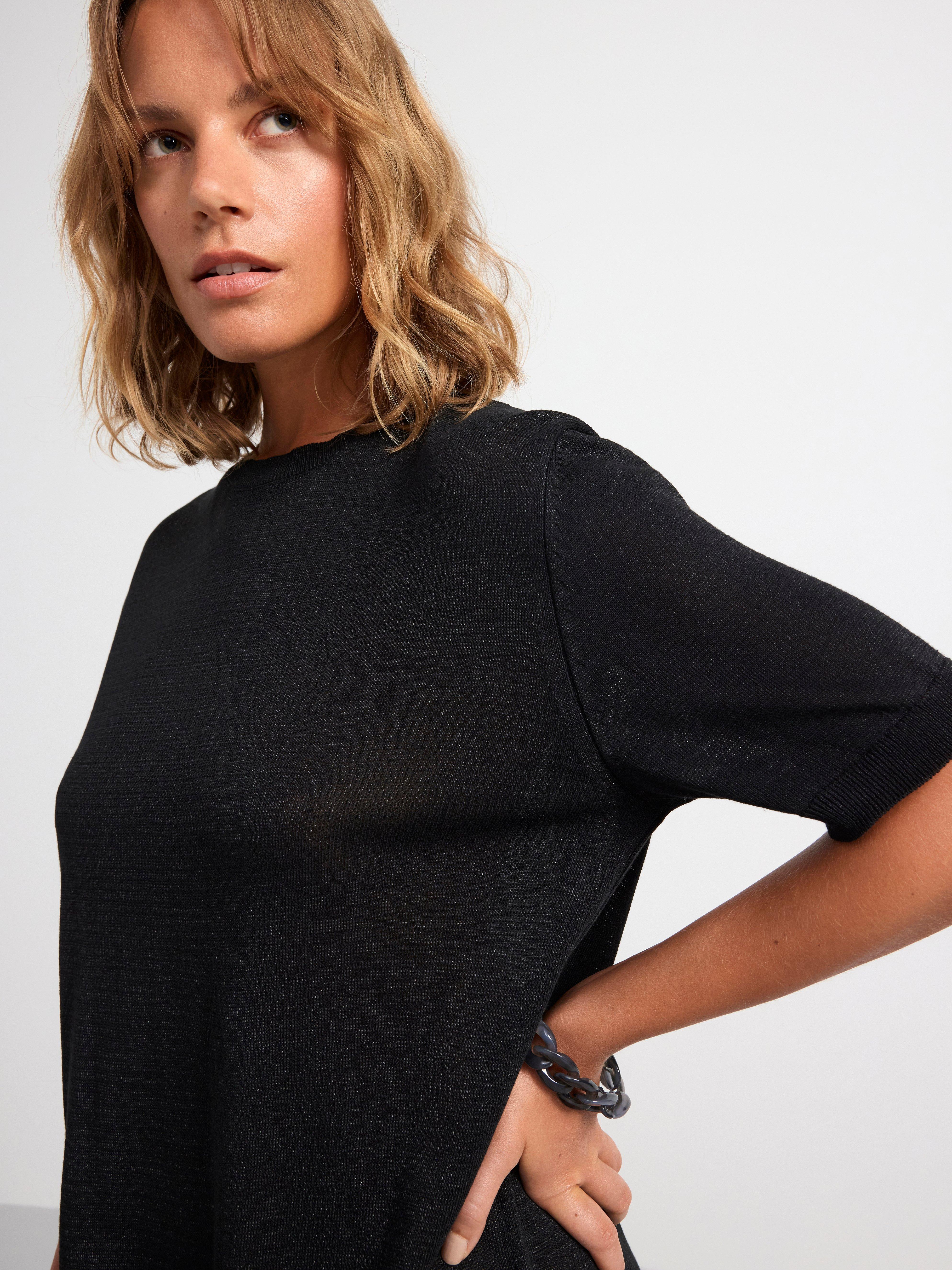 Knitted short sleeve dress Black