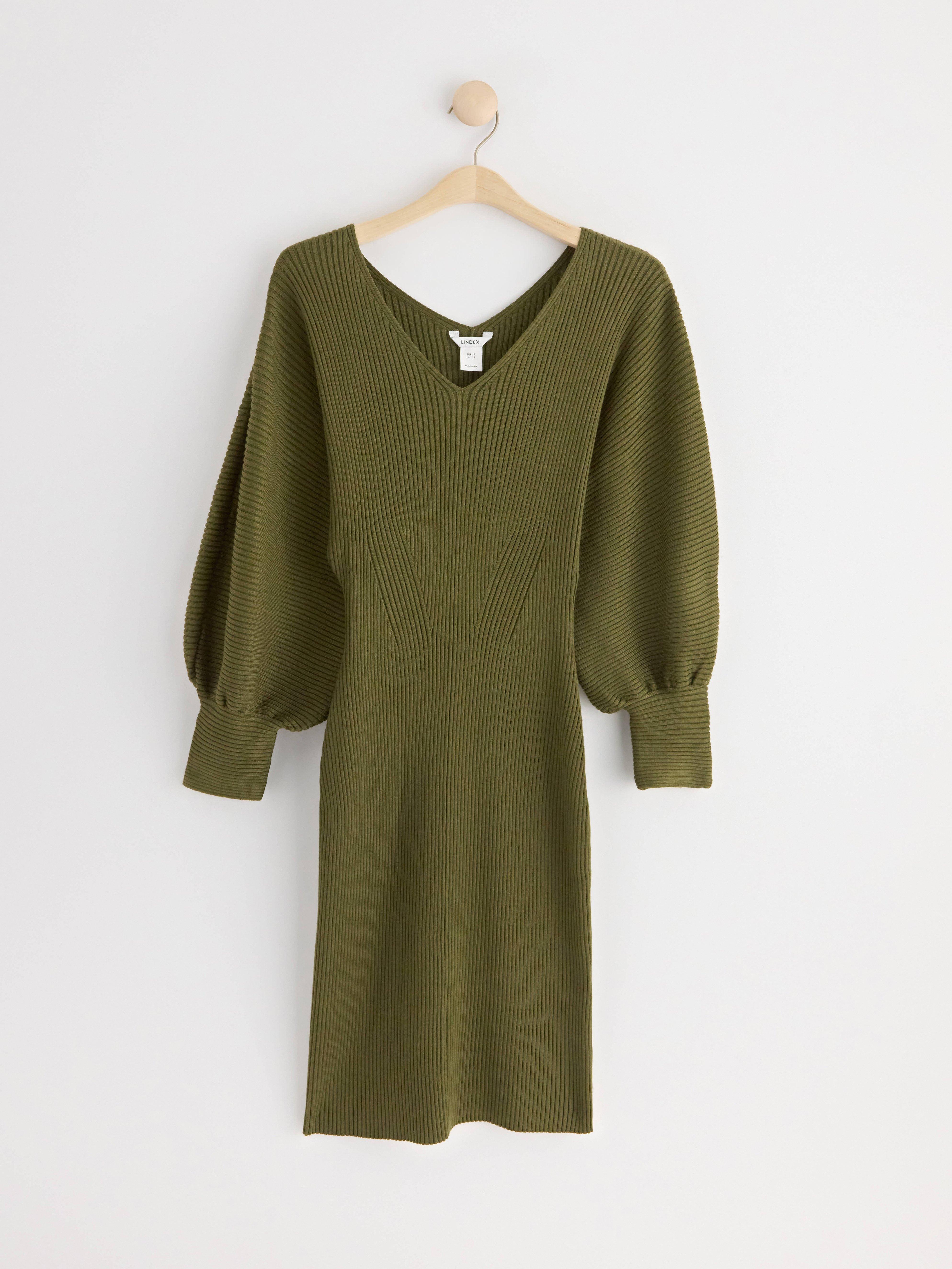 MOM Mini dress with puff sleeves Khaki