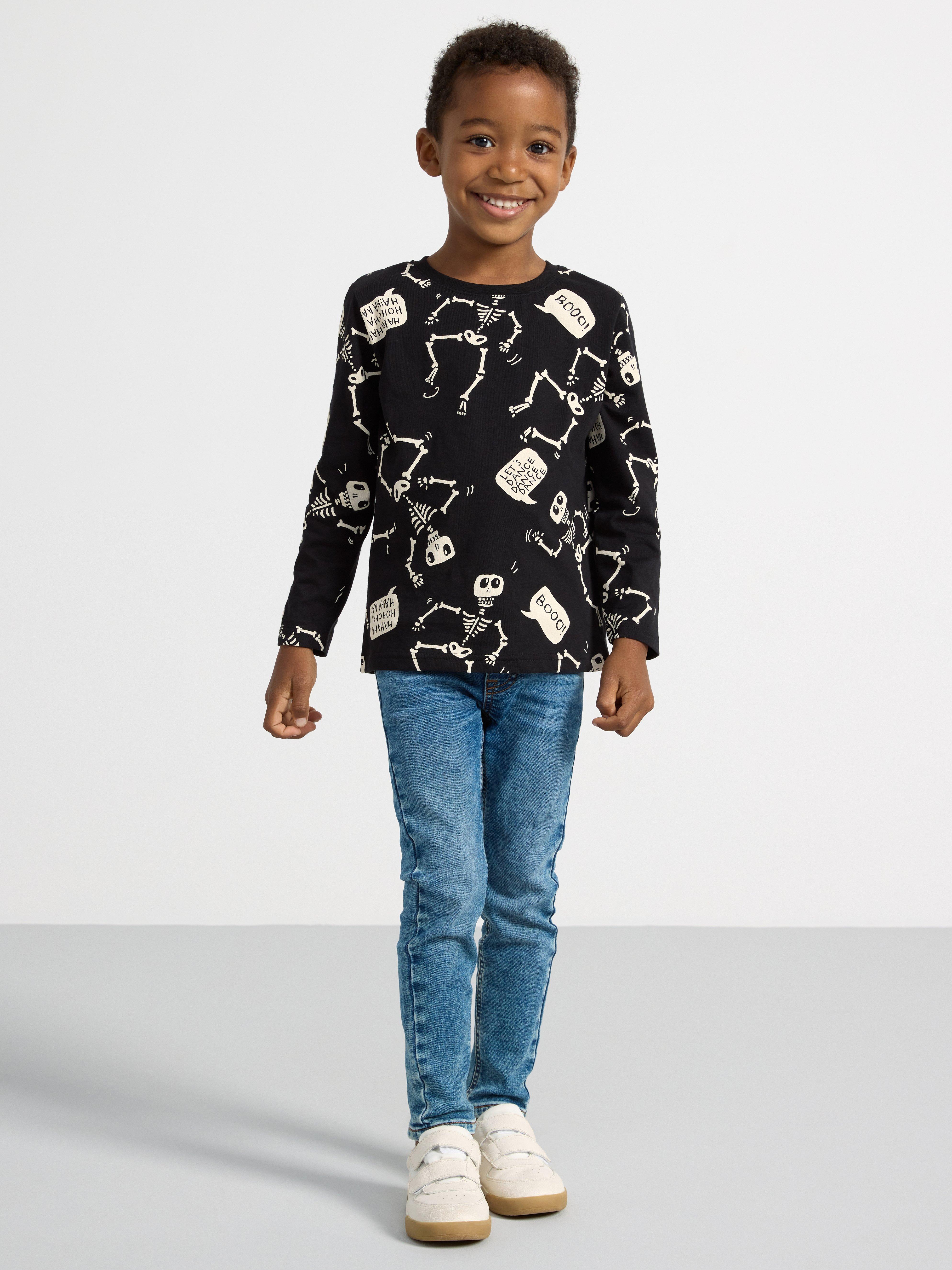 Long sleeve top with skeletons Black