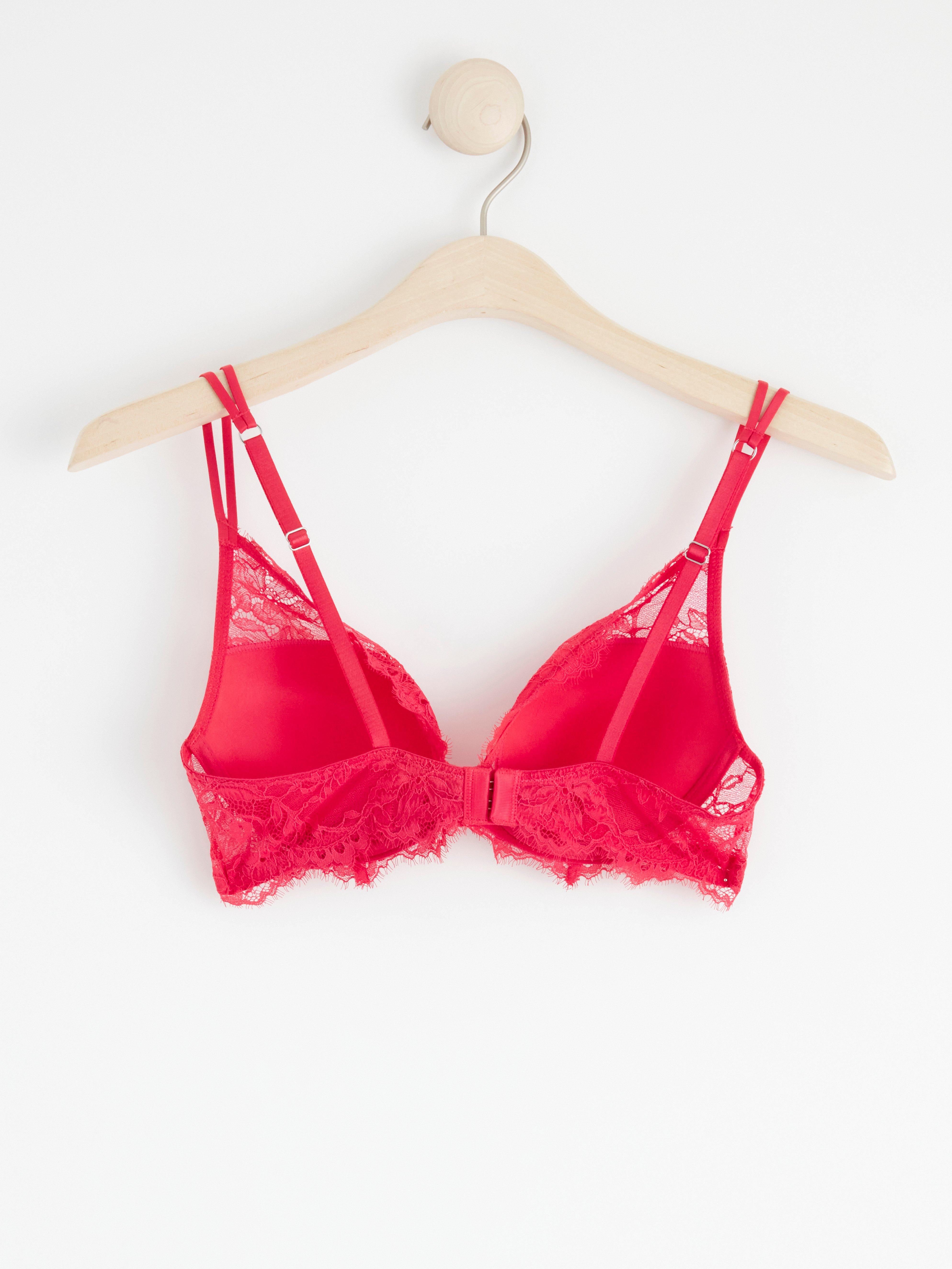 Peony push-up bra with lace Red