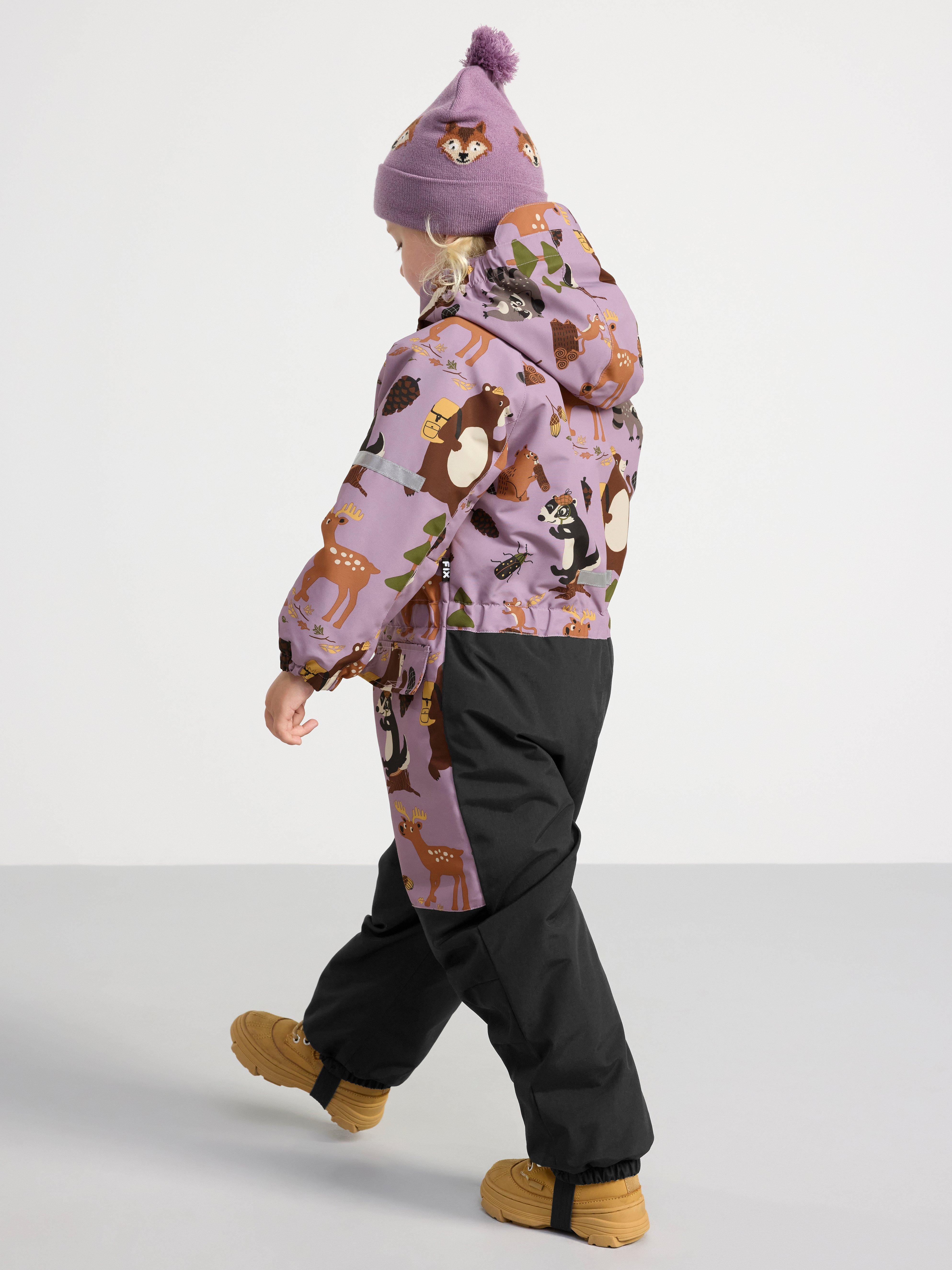 FIX Overall with animal print waterproof Light Dusty Lilac