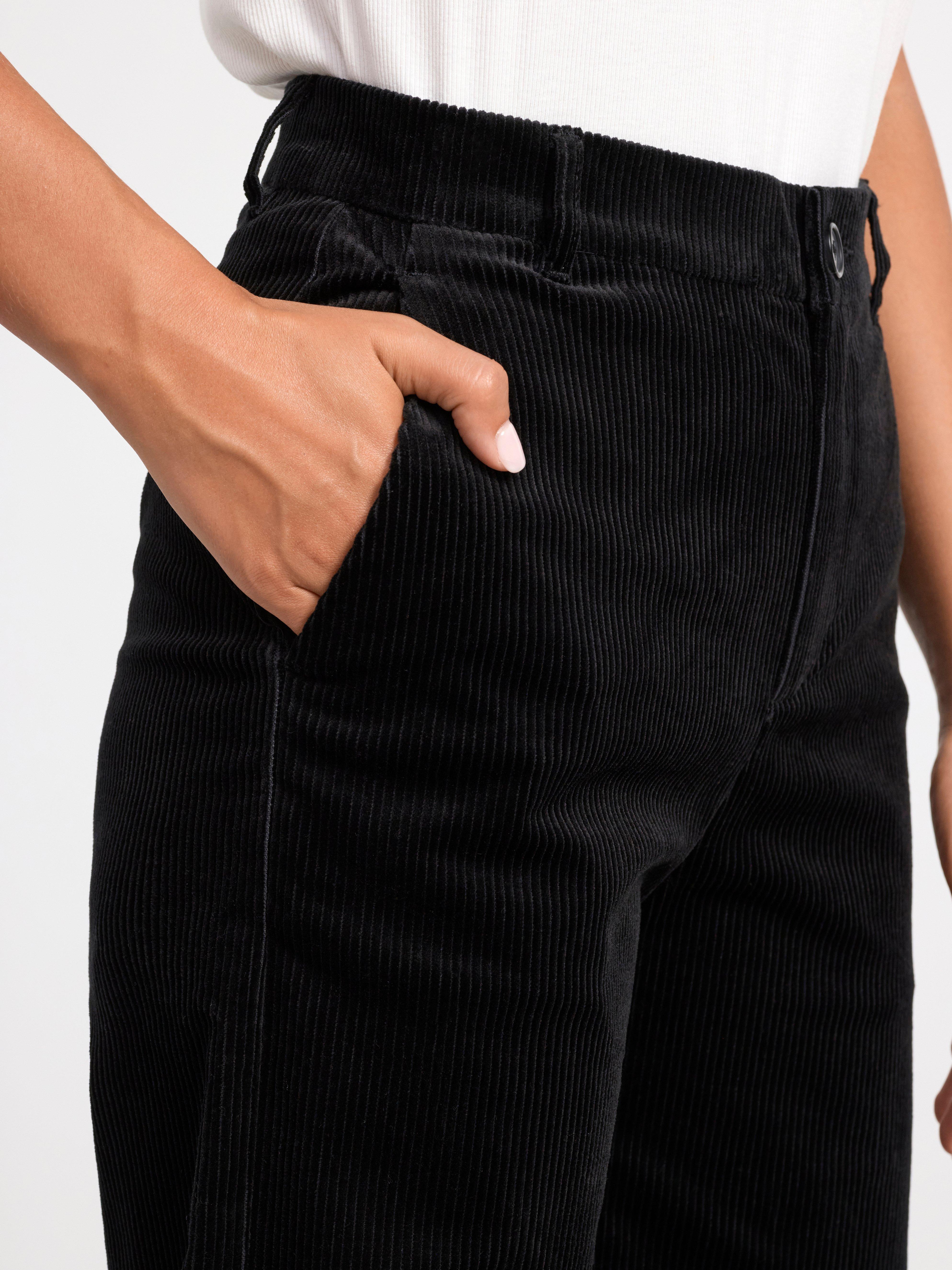 Trousers in corduroy with wide legs Black