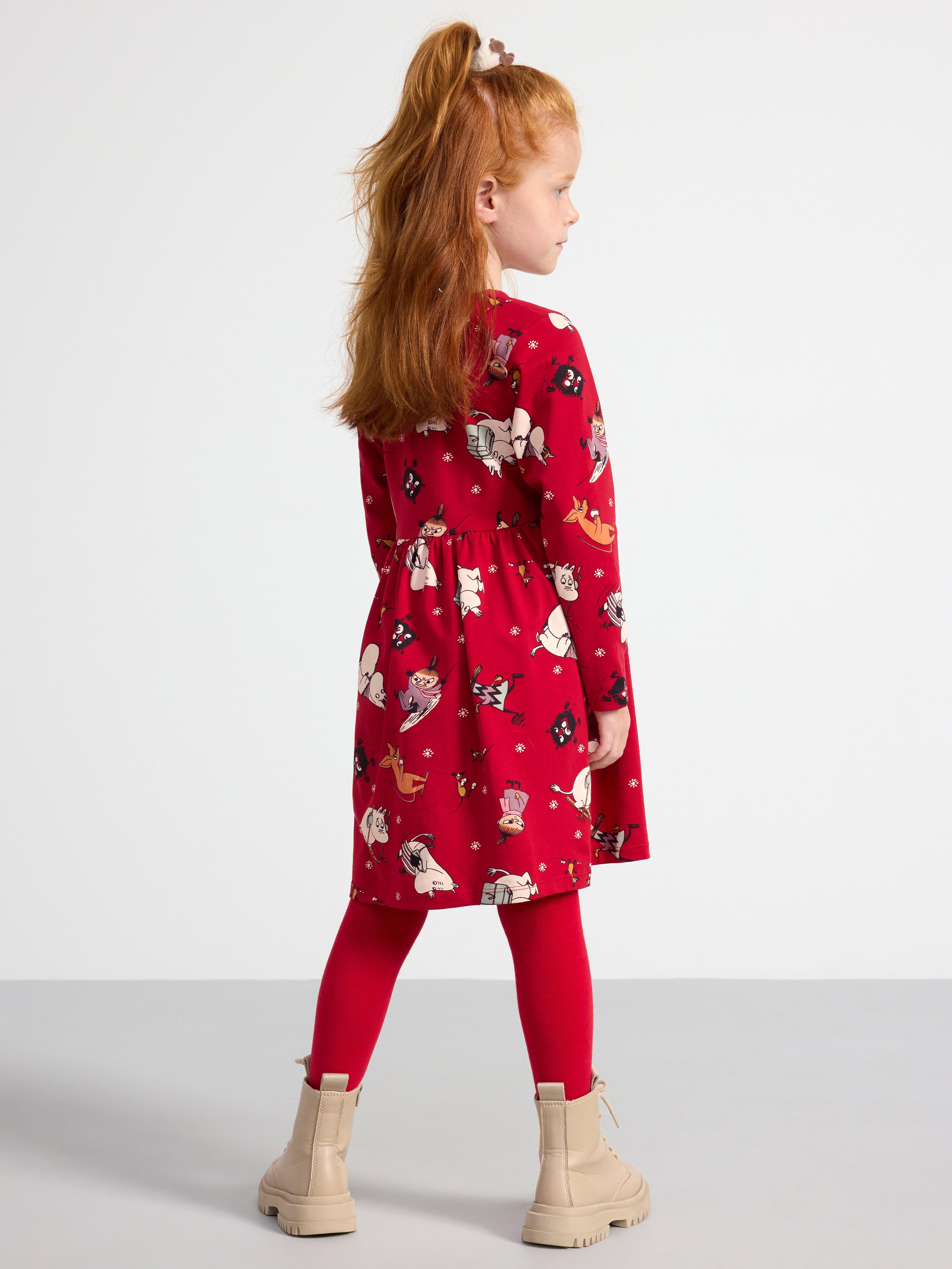 Long sleeve dress with Moomin Dark Red